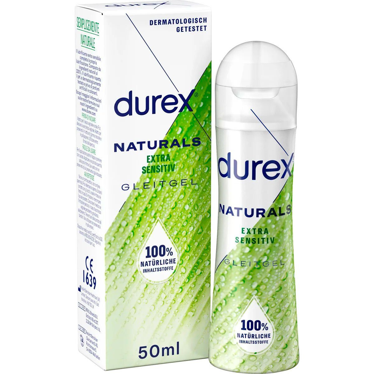durex Gleitgel Naturals - Extra sensitiv, 1-tlg., 100% natürliche Inhaltsstoffe (50 ml)