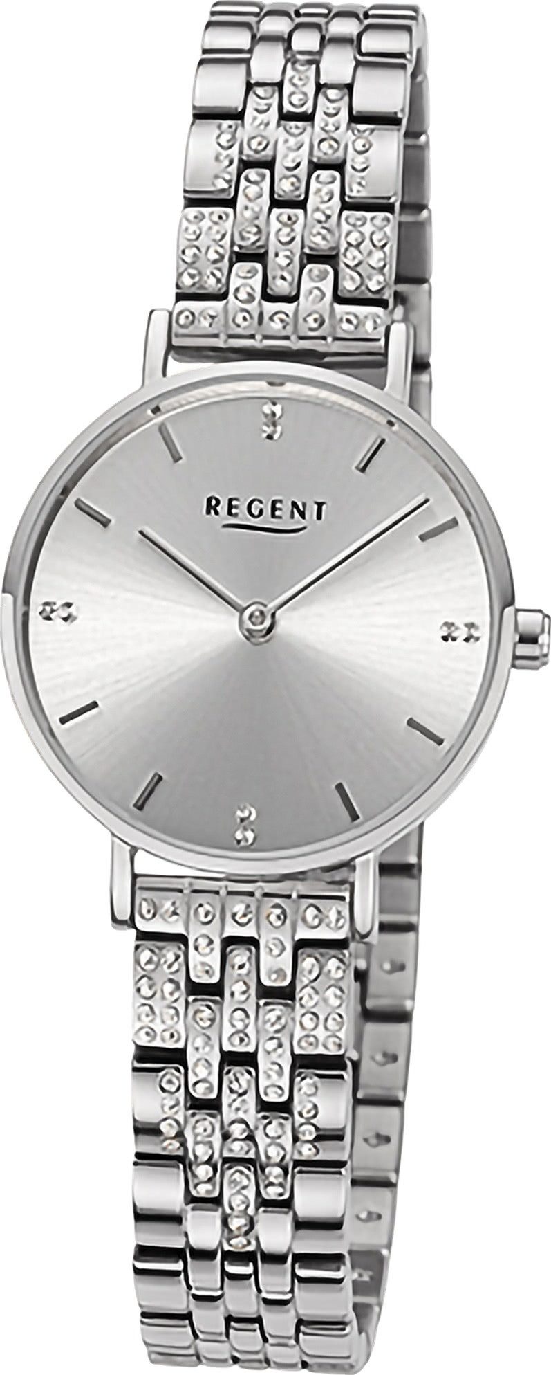 Regent Quarzuhr Regent Damenuhr Edelstahl-Armbanduhr, (Analoguhr), Damenuhr rund, klein (ca. 28mm) Metallarmband, Casual-Style