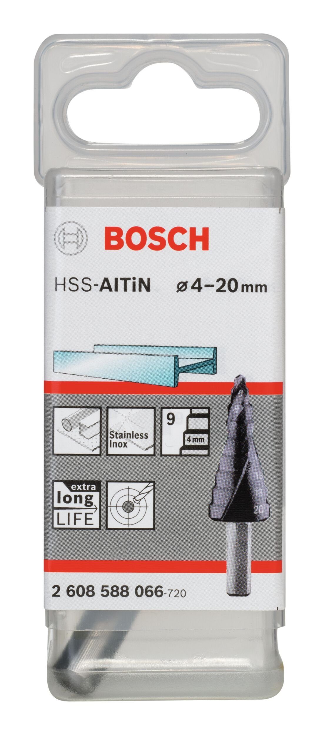 BOSCH Metallbohrer, HSS-AlTiN 9 Stufen 20 mm x 6 50 Stufenbohrer - 4 x 