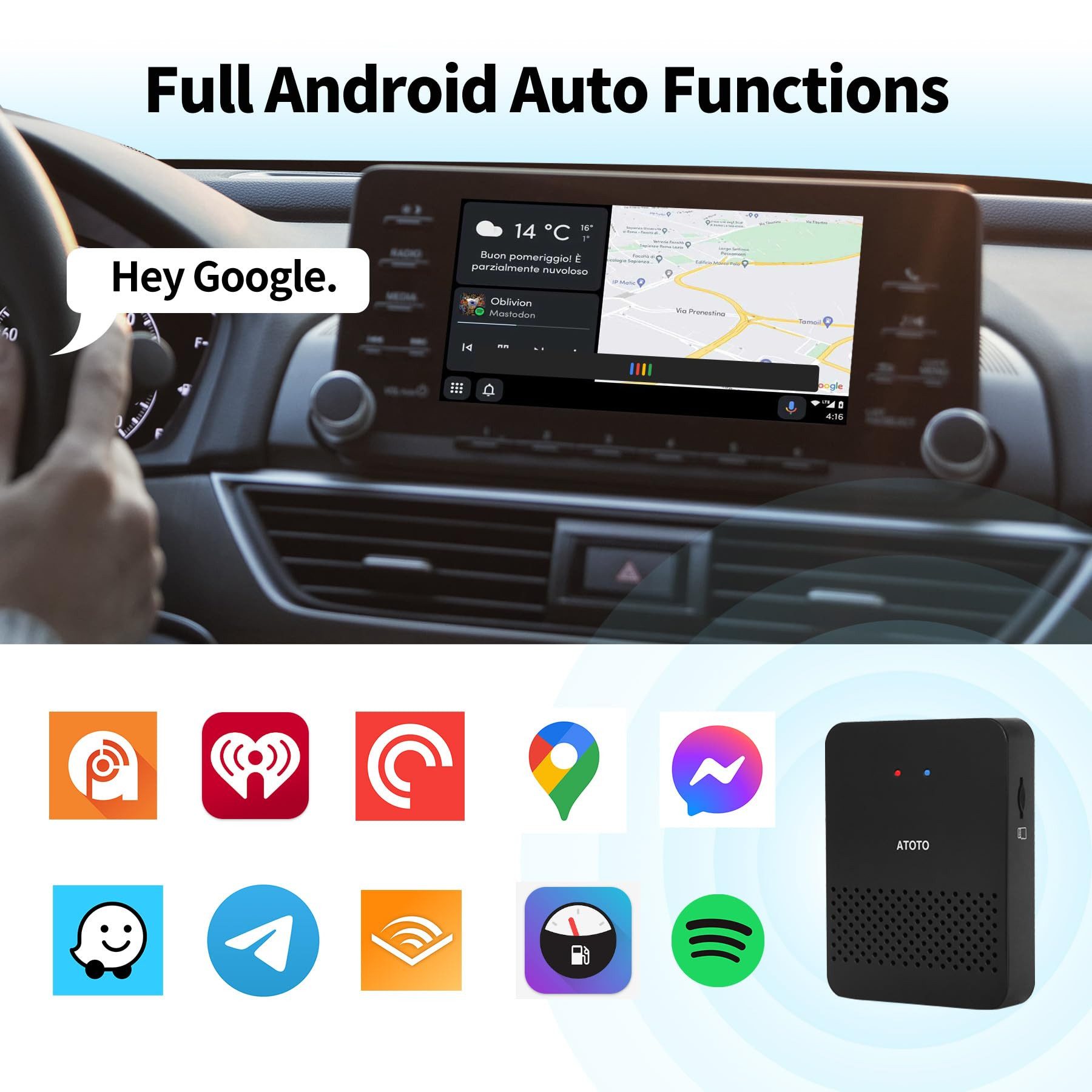 YI ATOTO AD3AA-BK Kabelloser Android-Auto-Adapter KFZ-Adapter – Bild 4 von 5