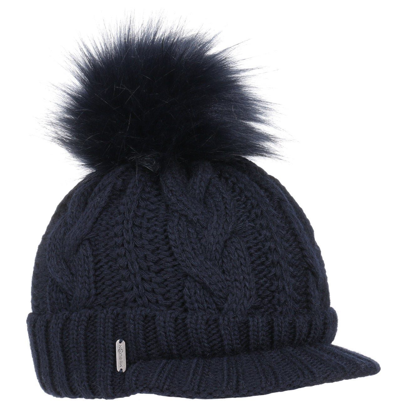 McBurn Bommelmütze (1-St) Beanie mit Schirm, Made in Italy dunkelblau