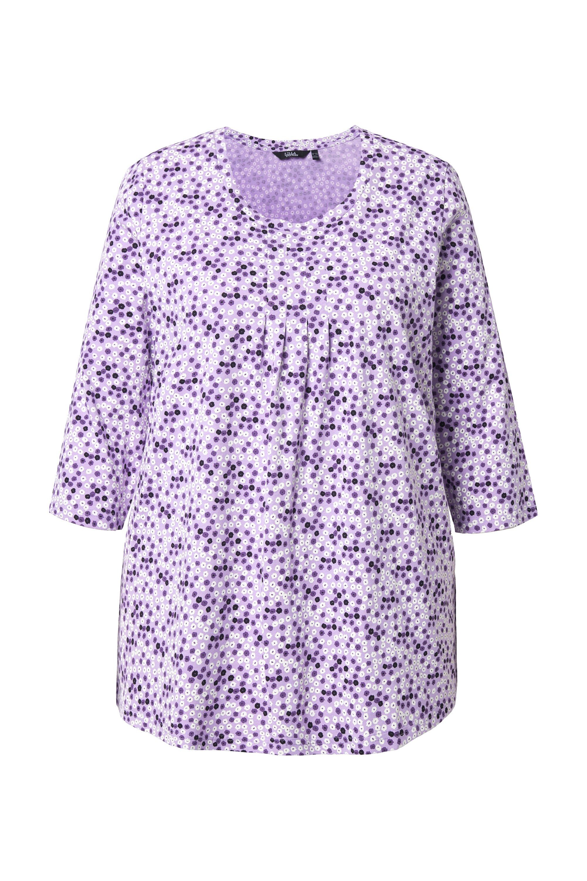 T-Shirt Shirt Blüten A-Linie Zierfalten Rundhals 3/4-Arm