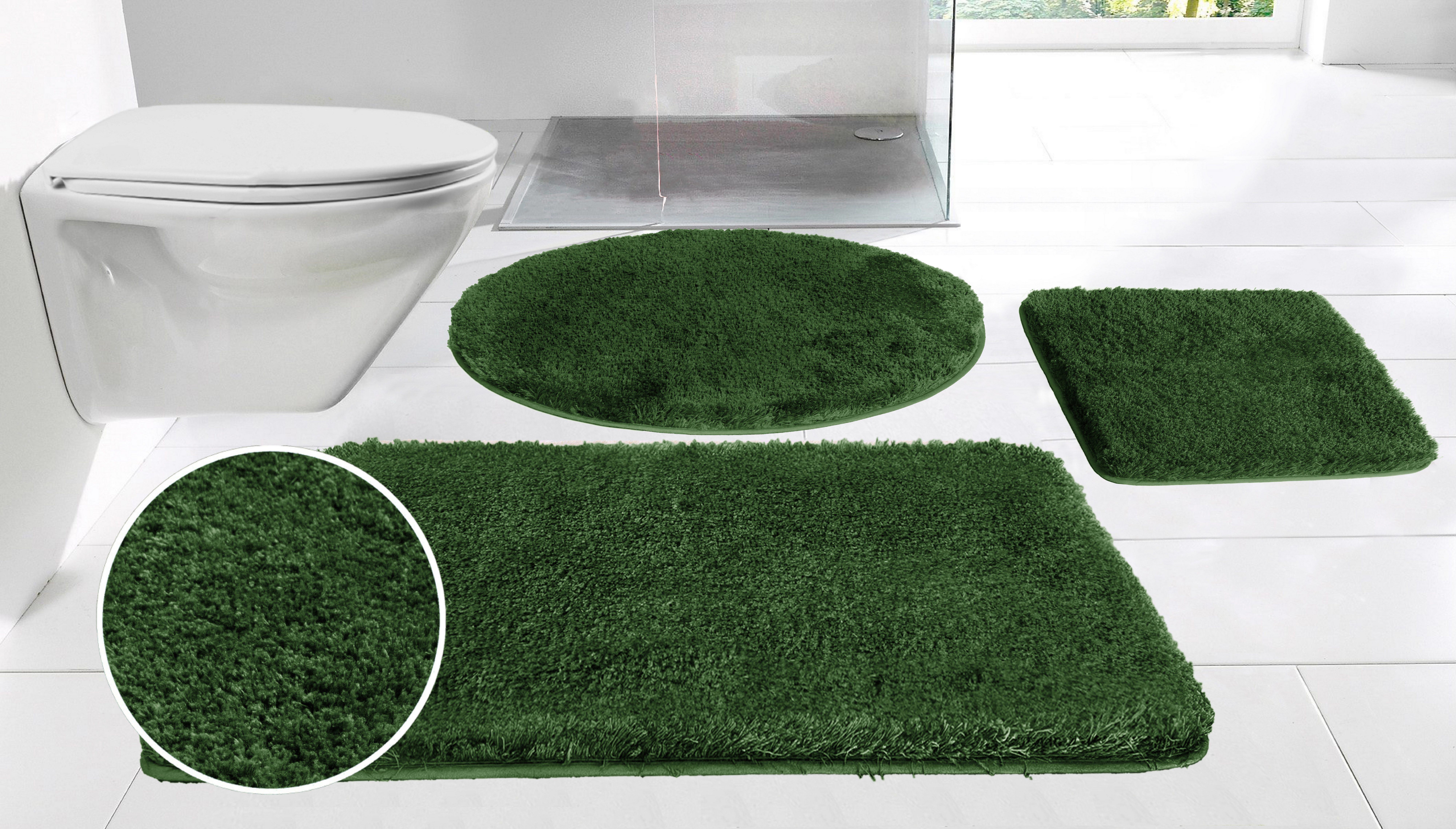 Möve Badematte Superwuschel, Badvorleger, Badezimmer Teppich, Höhe 40 mm, rutschhemmend beschichtet, fußbodenheizungsgeeignet, schnell trocknend, strapazierfähig, Polyester, rechteckig, Mikrofaser-Badematte, Badteppich, rechteckig, rund & als 3-tlg. Set