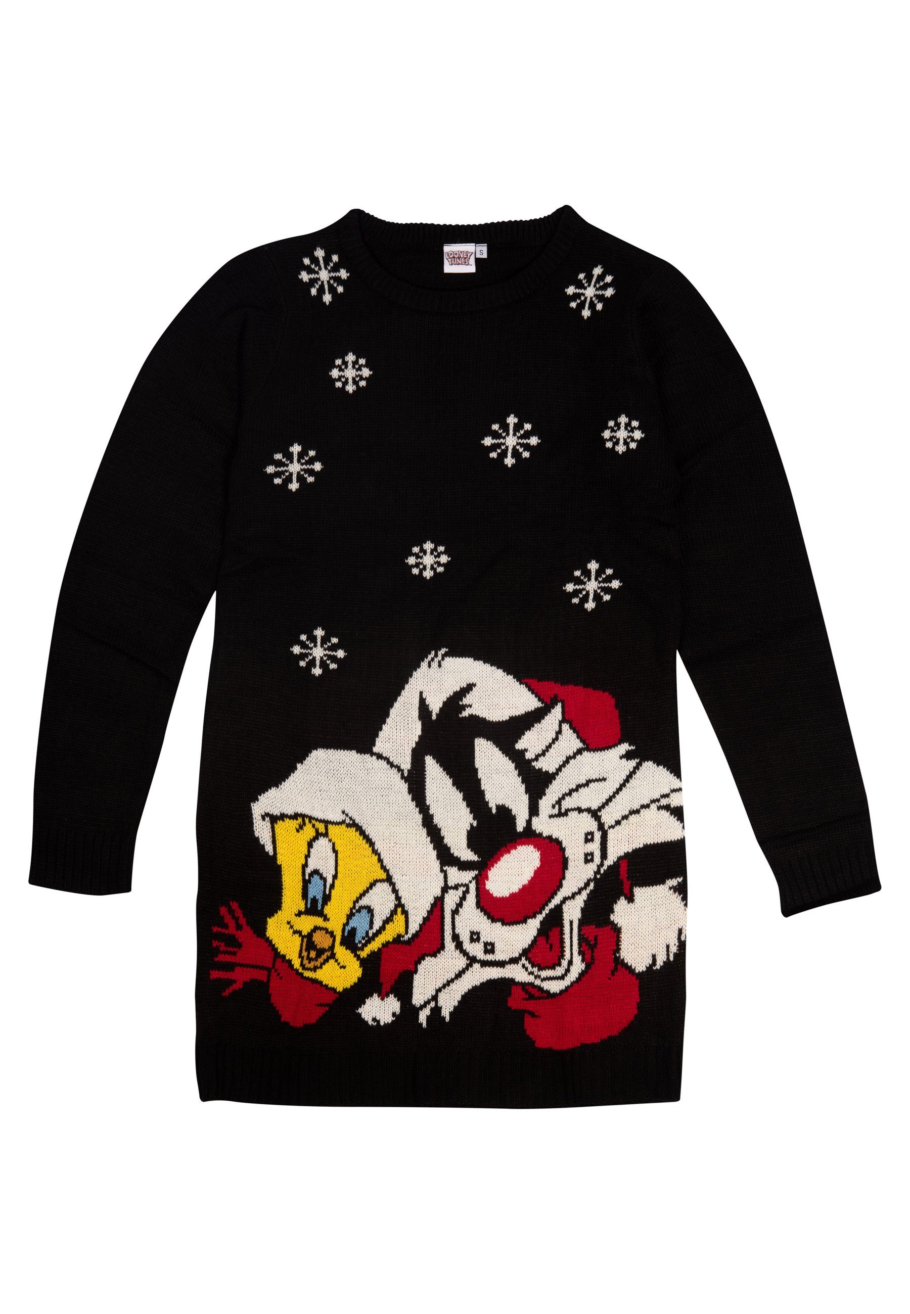 Tweety Sylvester Strickkleid und - Weihnachten Weihnachtspullover United Looney Tunes Schwarz Labels®