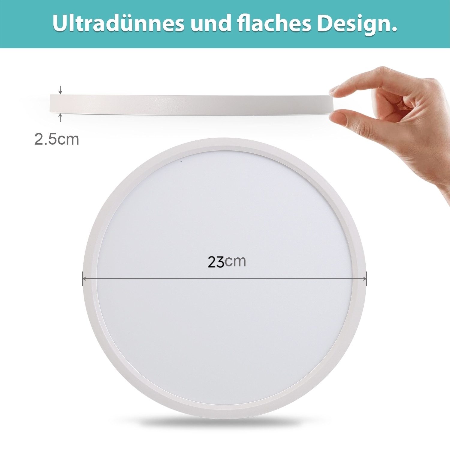 JDONG LED Deckenleuchte Flach Rund Weiß 23cm/30cm/37cm/40cm/50cm Deckenlamp, led, Warmweiß 3000K/ Naturweiß 4000K Modern Schlicht Lampe Dünn, für Wohnzimmer Sch – Bild 5 von 5