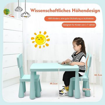 KOMFOTTEU Kindersitzgruppe Kindertisch mit 2 Stühlen, (Set), aus Kunststoff