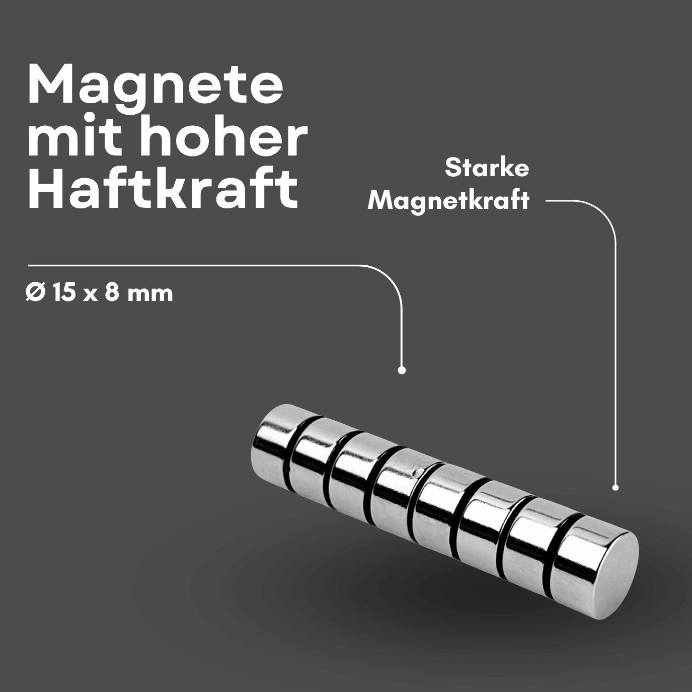 MaajeeKuto Magnet Neodym Magnet 15x8 mm N38 Scheibenmagnet 6,6kg Haftkraft Stark (1-St)