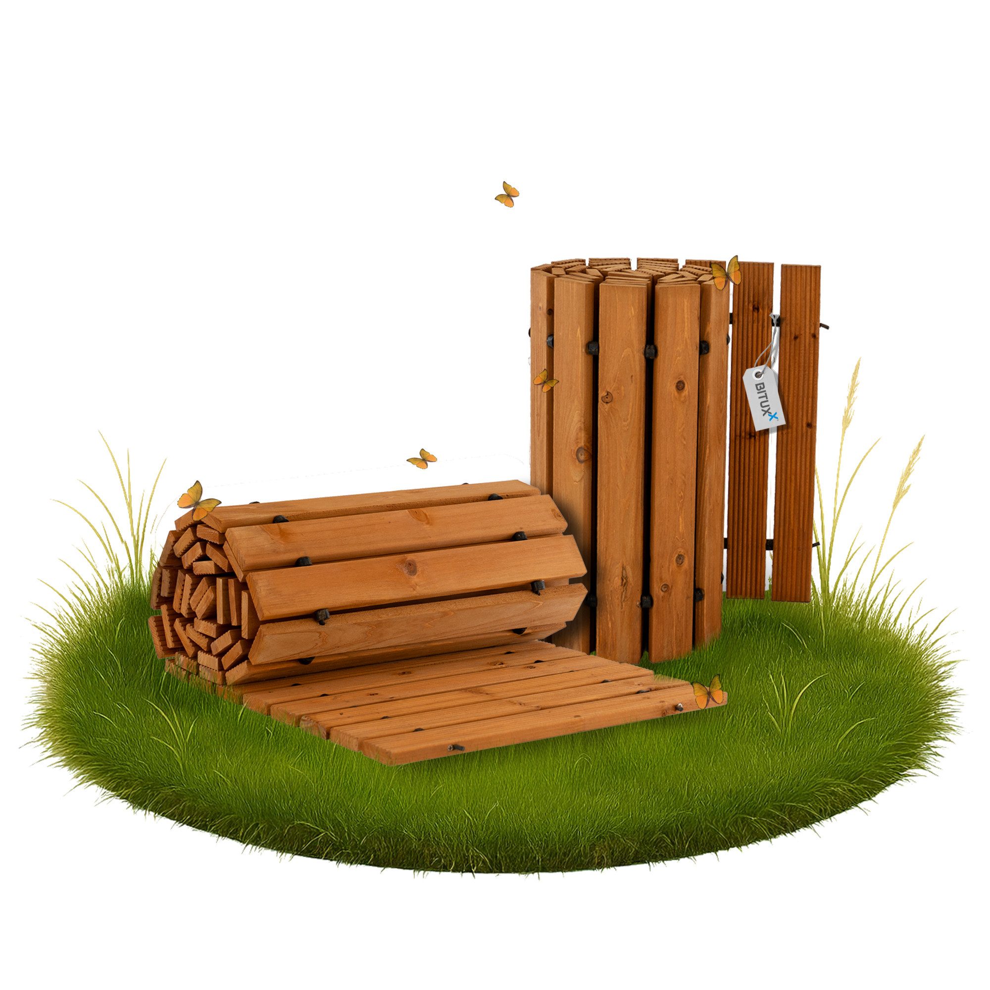 Bituxx Gartensteg Gartenweg Panel ausrollbar Zedernholz geriffelt, 45x250 cm, 1-St., naturbelassen, witterungsbeständig, flexibel