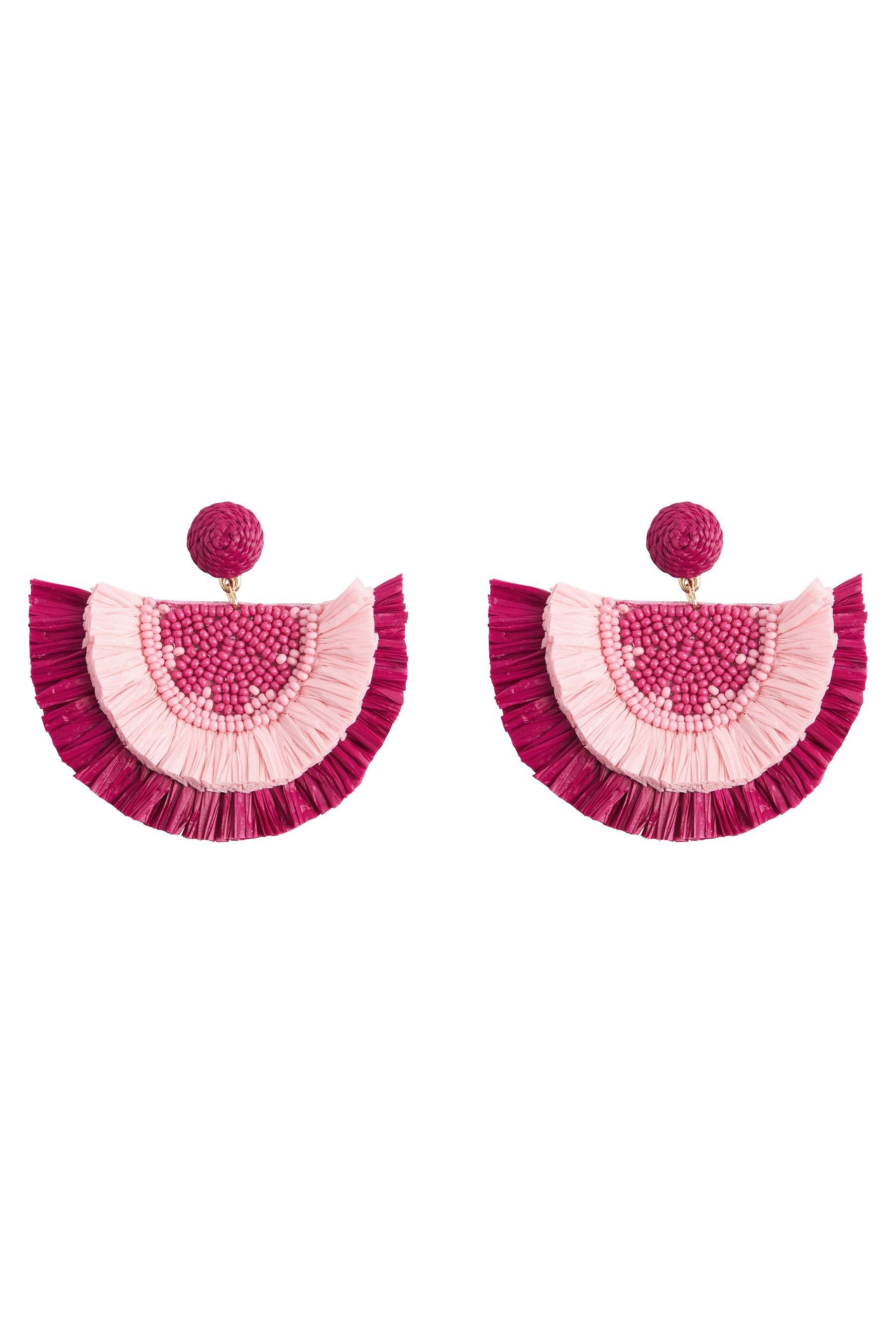 Next Paar Ohrstecker Statement-Ohrringe im Raffia und Perlen (1-tlg) Pink