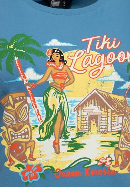 QueenKerosin Print-Shirt Tiki Lagoon (1-tlg) mit hawaiianischem Artwork