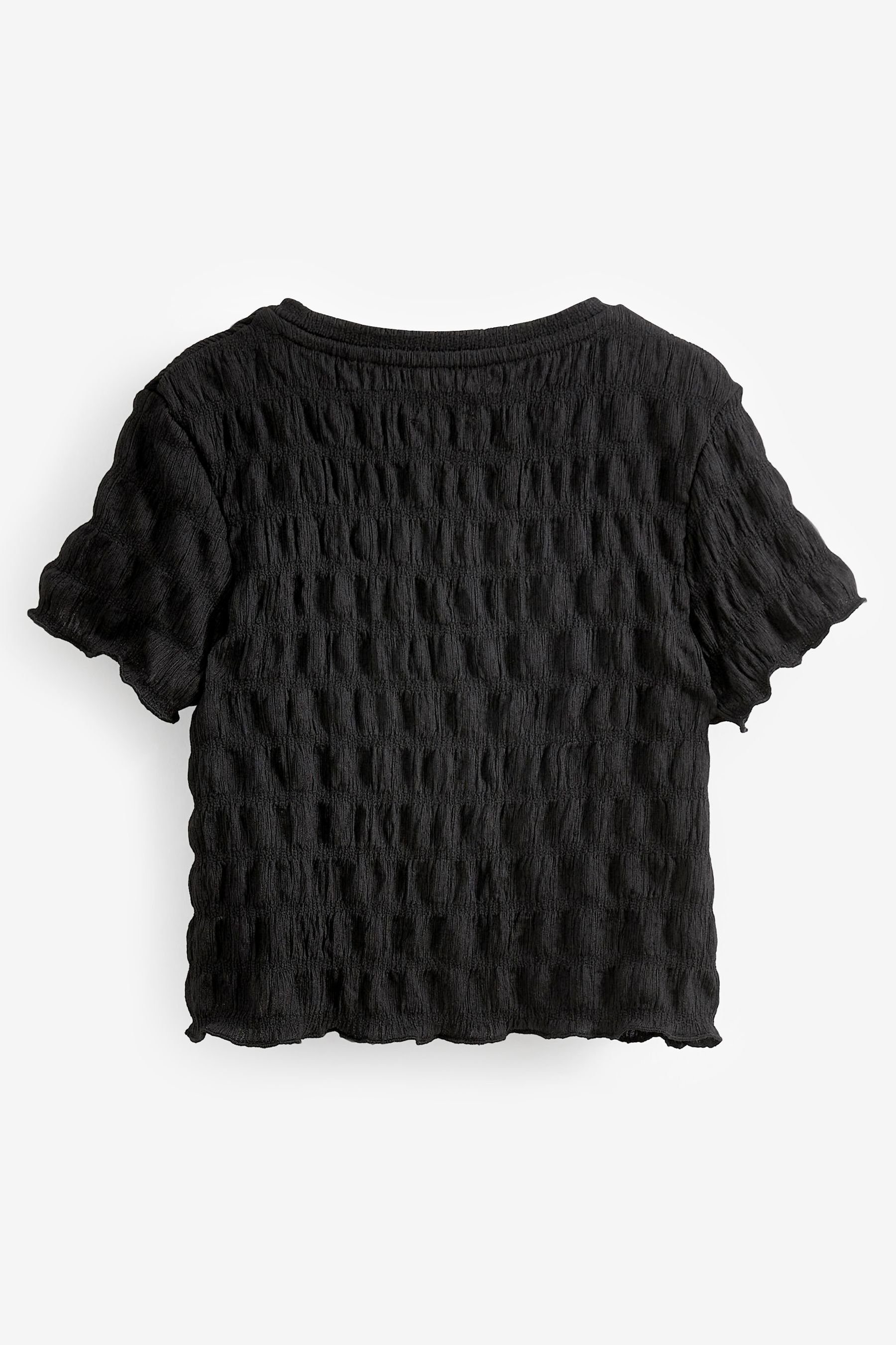 T-Shirt Strukturiertes T-Shirt Black Next (1-tlg)