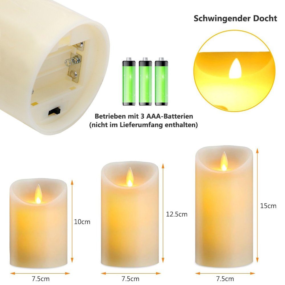 MUPOO LED-Kerze LED Kerzen Fairy Lights(2/5 er Set), Timer, 3D Flamme,Fernb günstig online kaufen