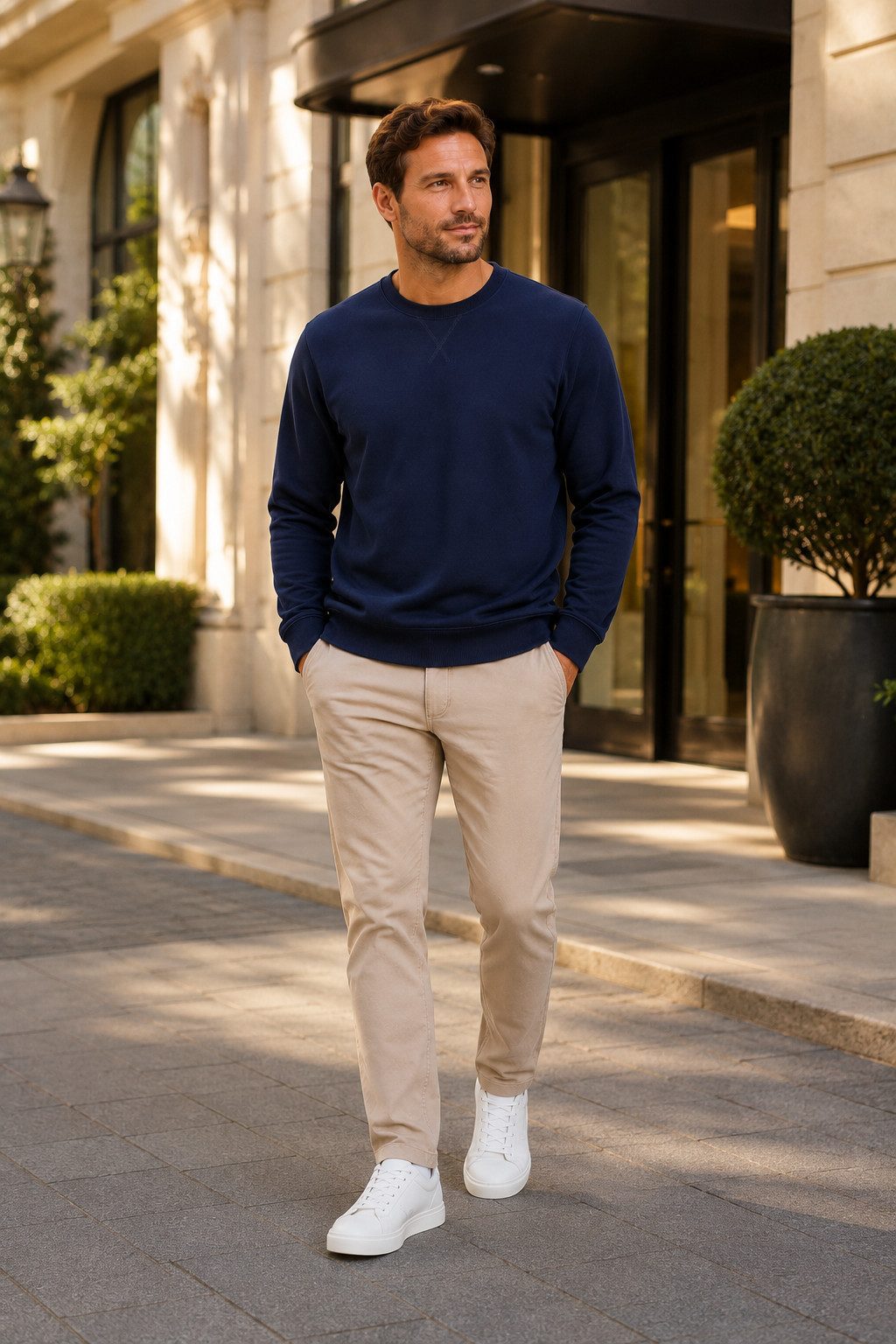 Smith & Solo Sweatshirt Herren, Pullover Baumwolle Loose Fit, Langarm, unifarben