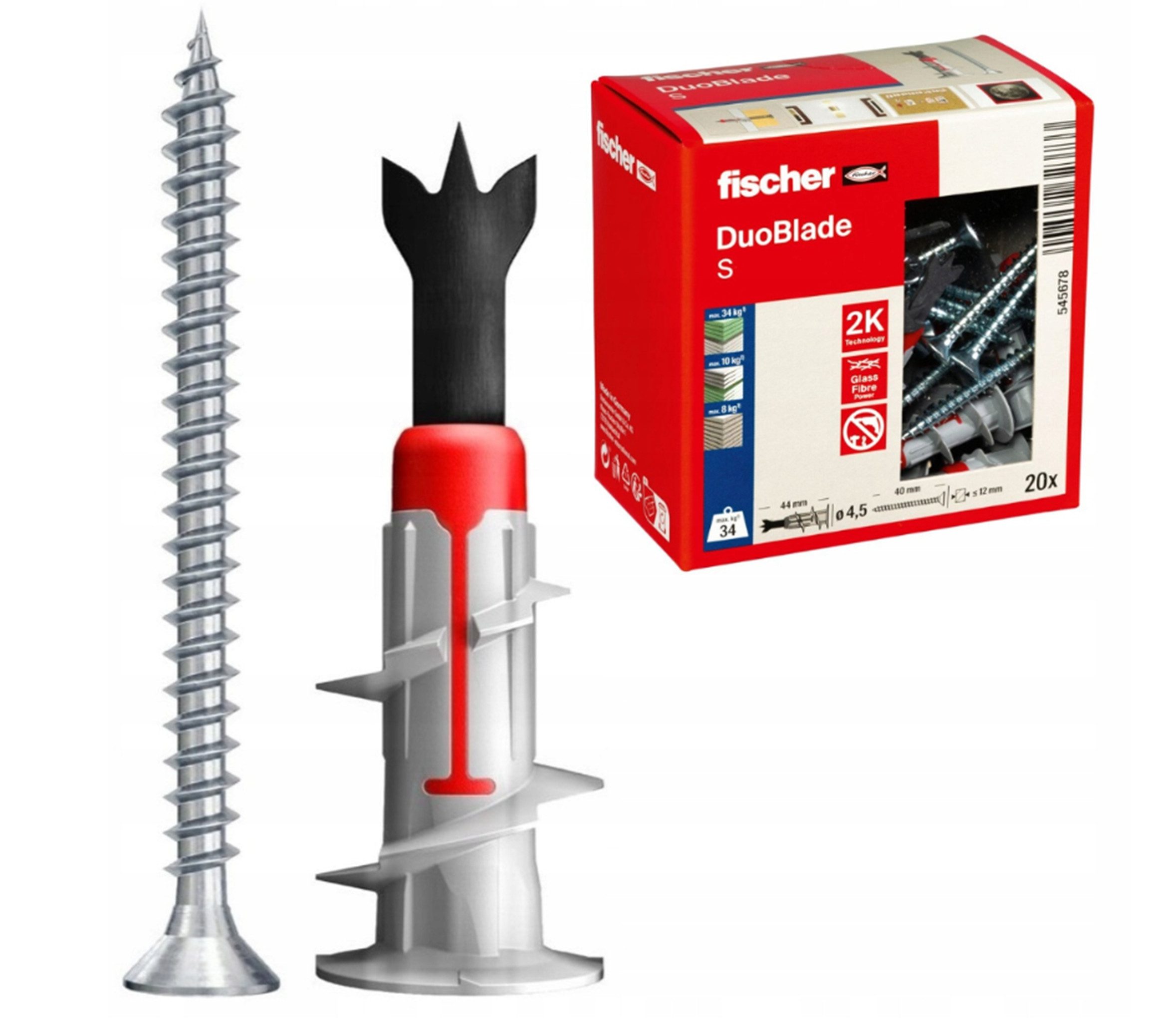 fischer Schrauben- und Dübel-Set DUOBLADE selbstbohrender Gipskartondübel mit oder ohne Schraube, (20 St)
