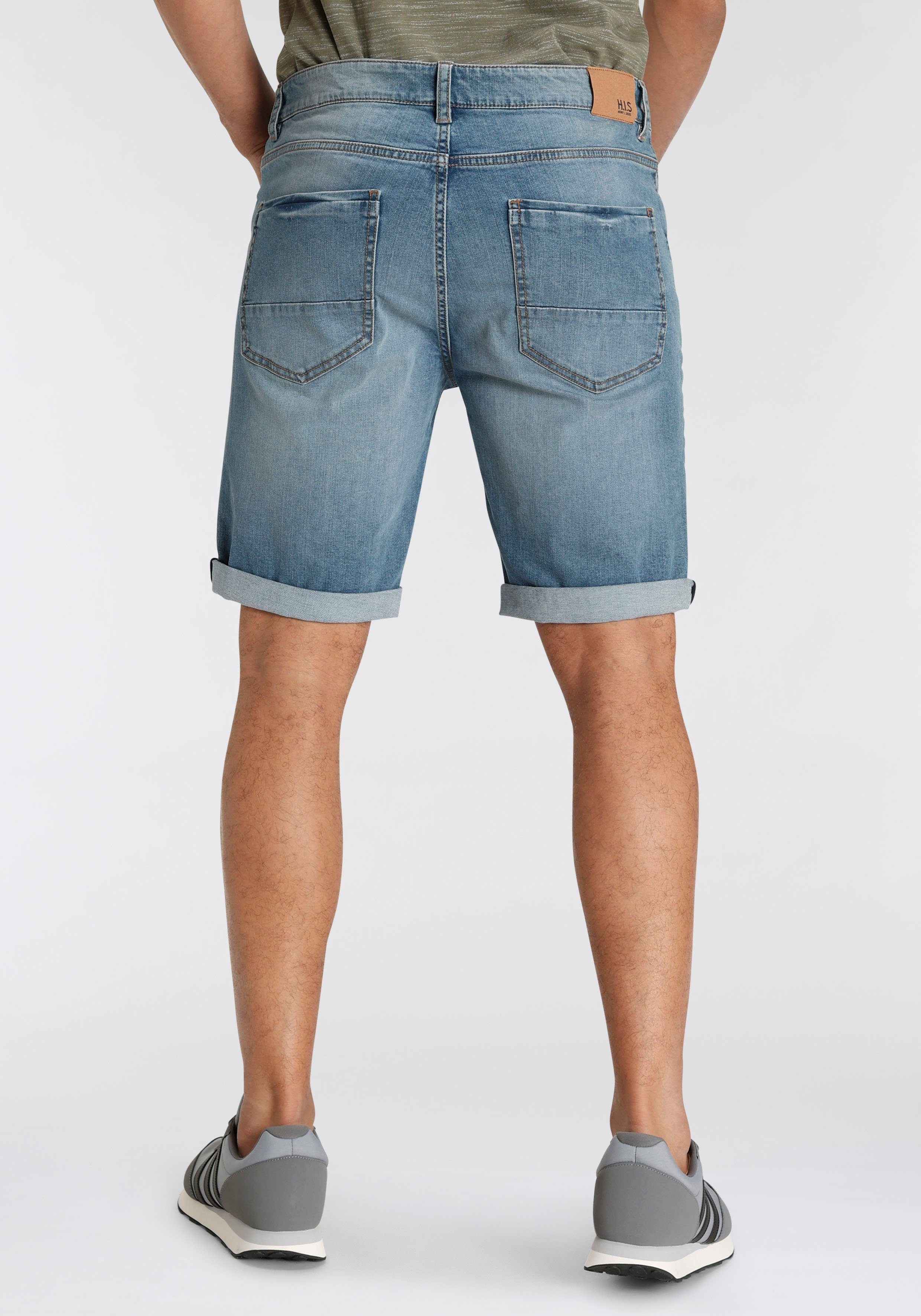 H.I.S Jeansshorts DEYO gerader Schnitt, Used-Waschung, niedrige Leibhöhe