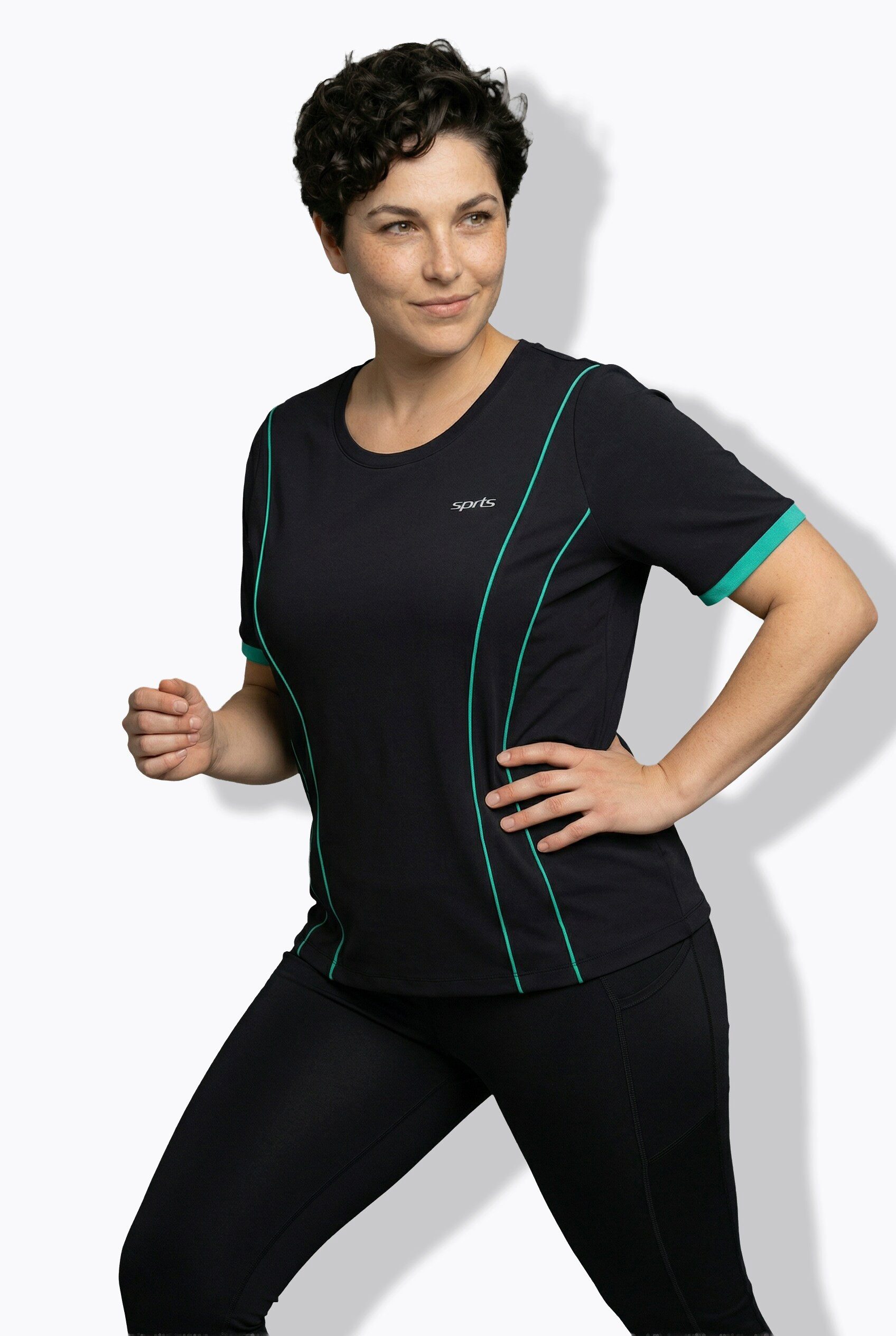 Ulla Popken T-Shirt Funktions-Shirt Rundhals Halbarm recycelt
