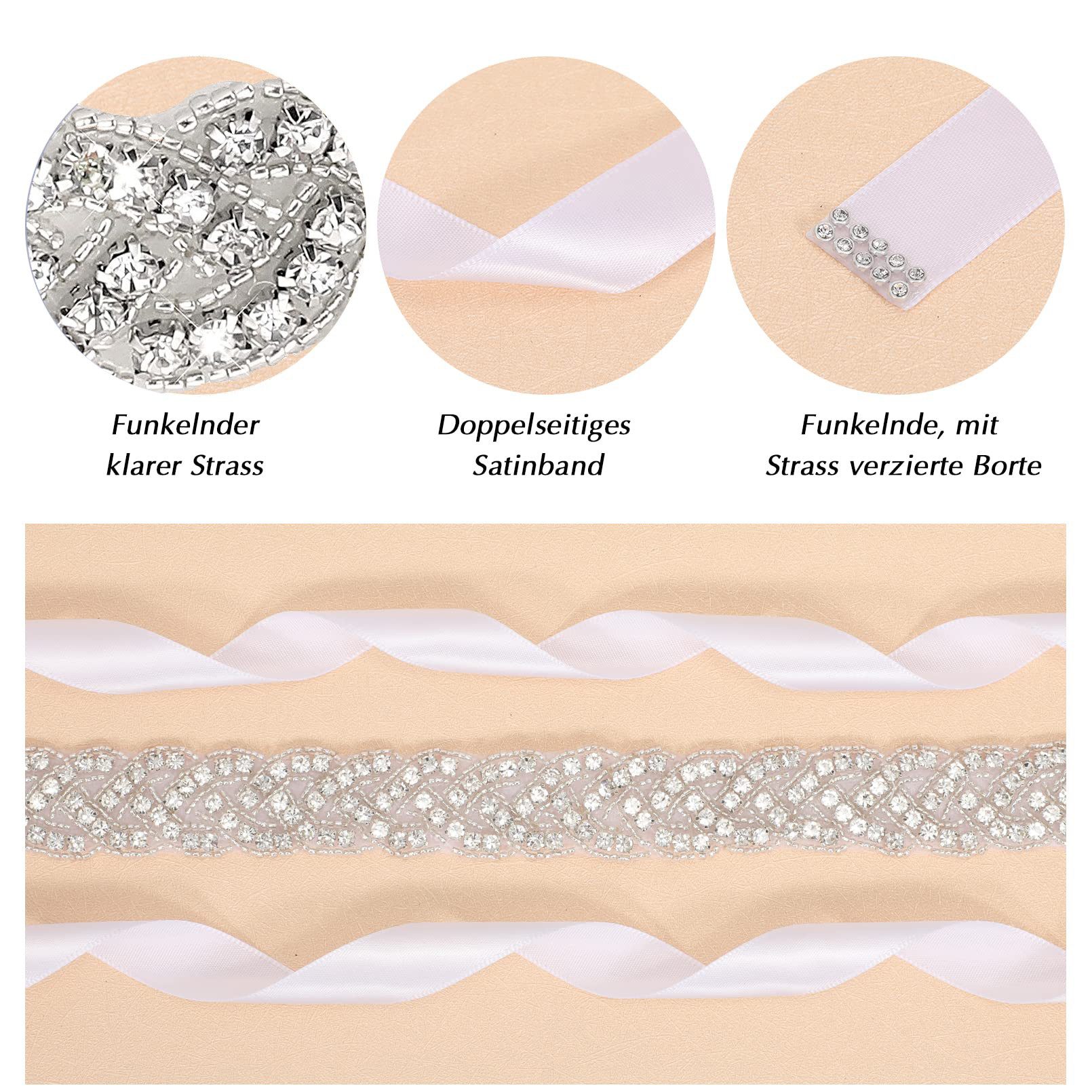 MOPUEA Gürtelriemen Gürtel Hochzeitskleid Strass Zarte Kette Taille Kette Schärpe (1-St) Strass-Hochzeitsschärpe – Eleganz und Glamour für Ihren großen Tag