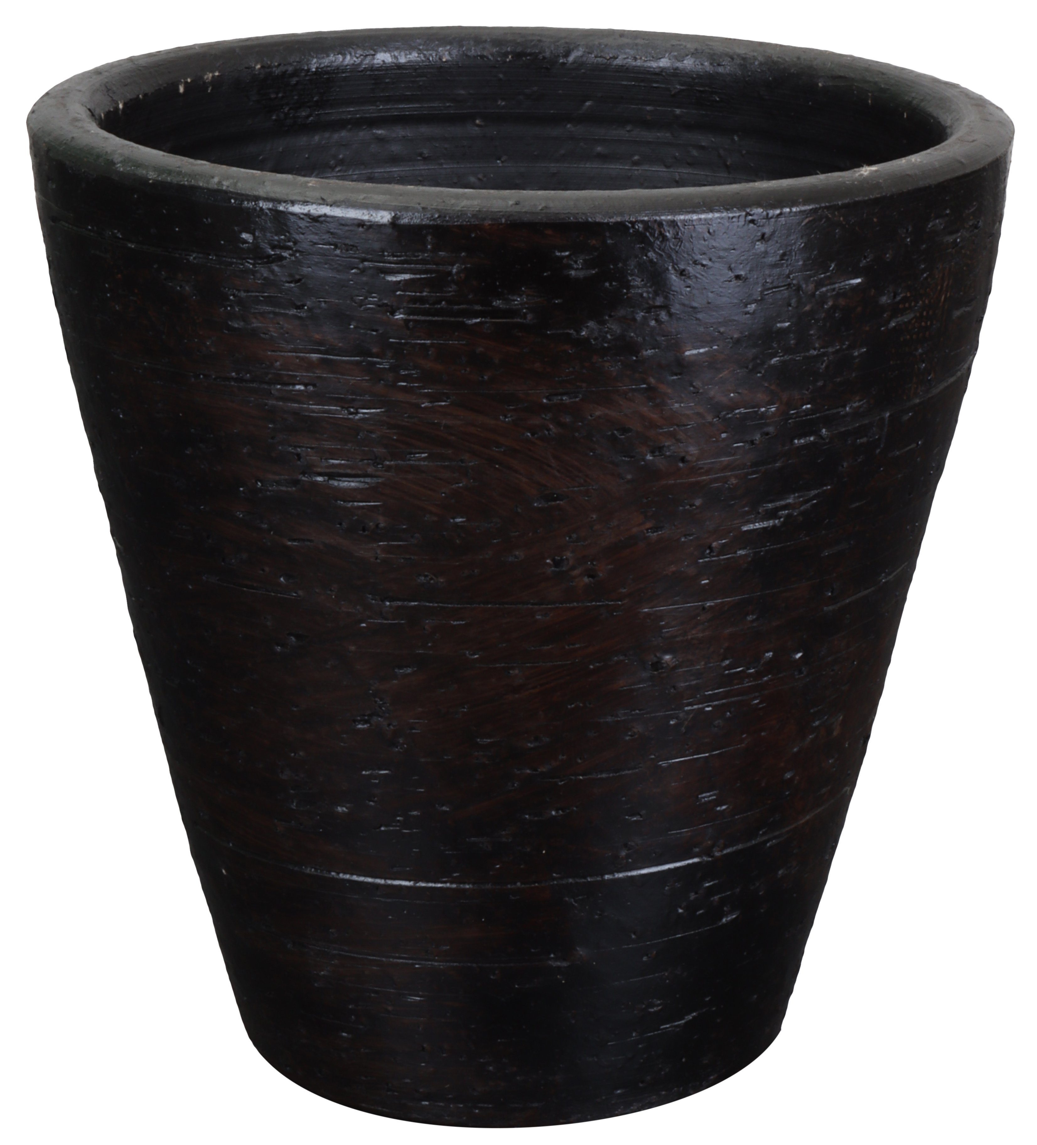 tegawo handgemacht Strukturoptik, konisch Keramik-Vase Lava-Conica, mit Übertopf Dunkelbraun