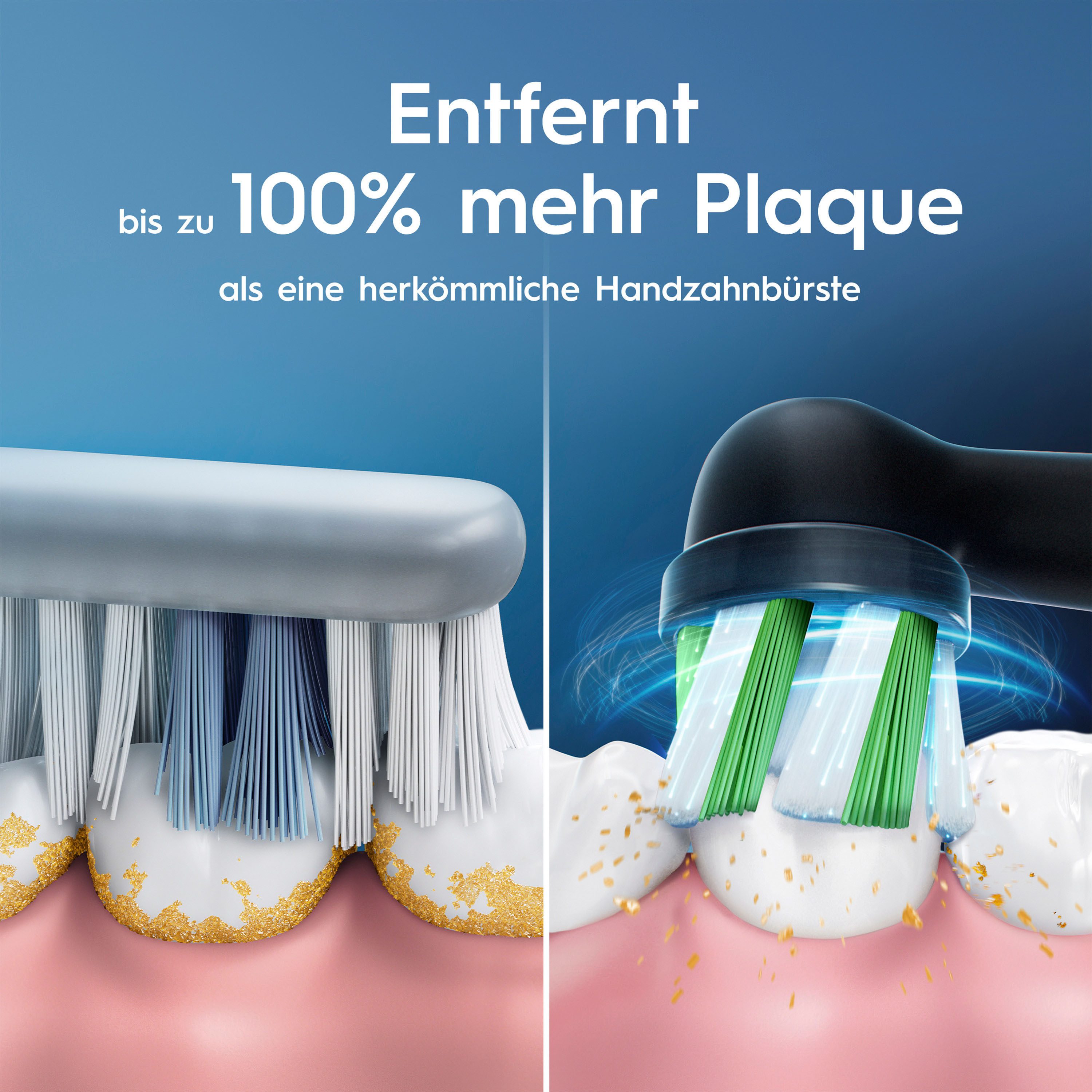 Oral-B Elektrische Zahnbürste Oral-B Vitality Pro, Aufsteckbürsten: 2 St., Doppelpack mit 2 Aufsteckbürsten, 3 Putzmodi für Zahnpflege, Designed by Braun, schwa – Bild 4 von 5
