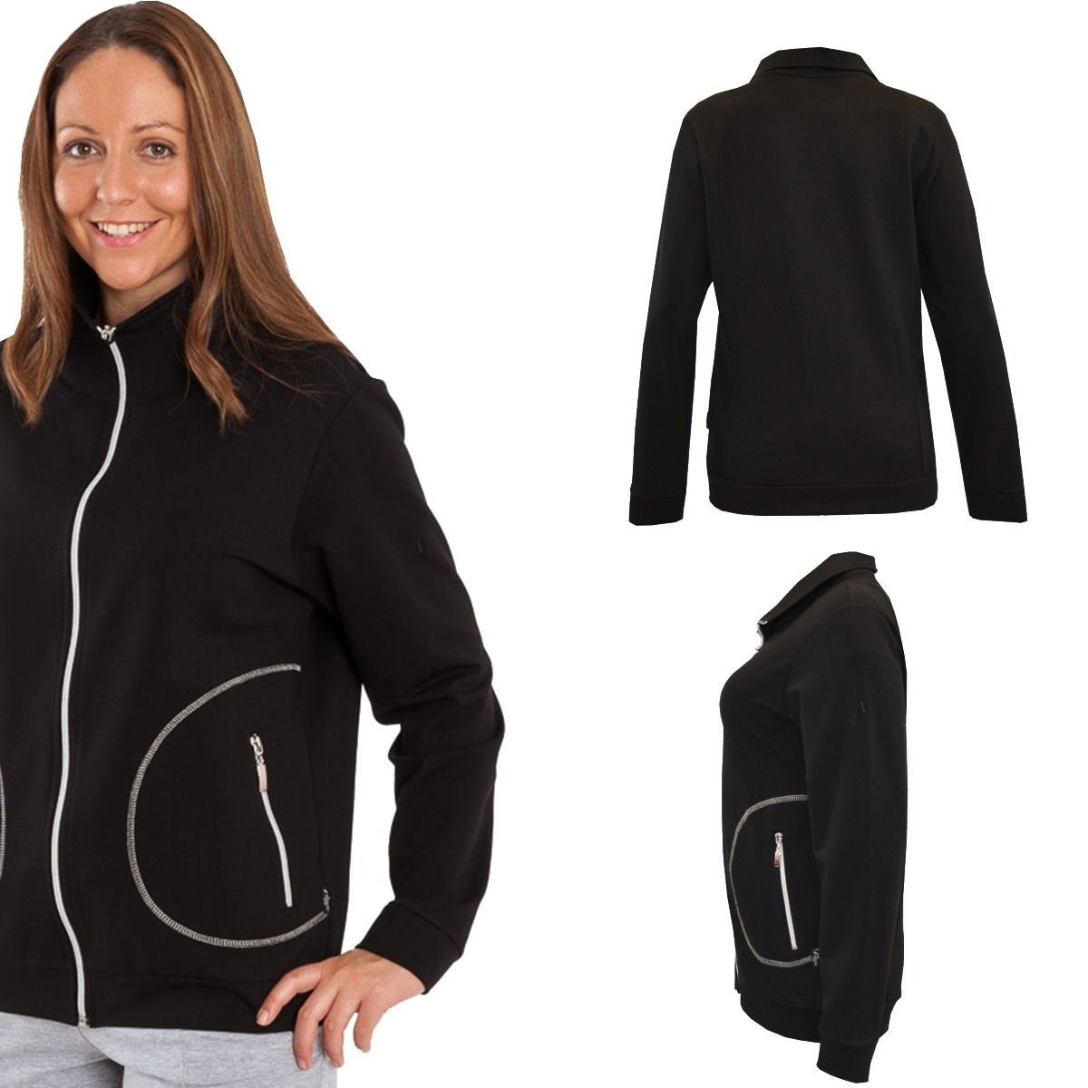 Authentic Klein Sweatjacke Sport- und Freizeitjacke für Damen schwarz