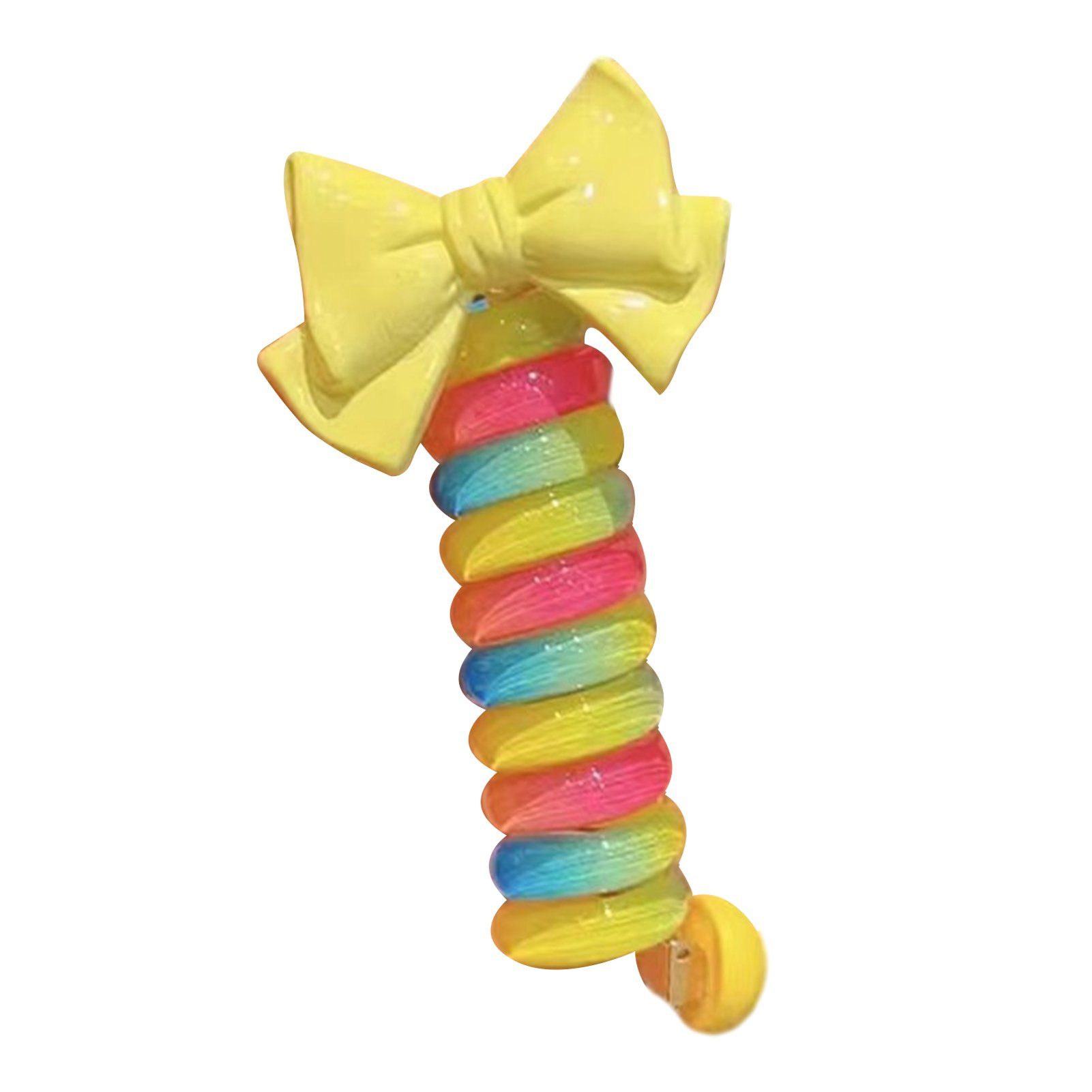 Blusmart Spiral-Haargummi Mädchen Bunte Wiederverwendbare yellow bow Telefonkabel Spiral-Haargummi DIY, Schleife Haarbänder