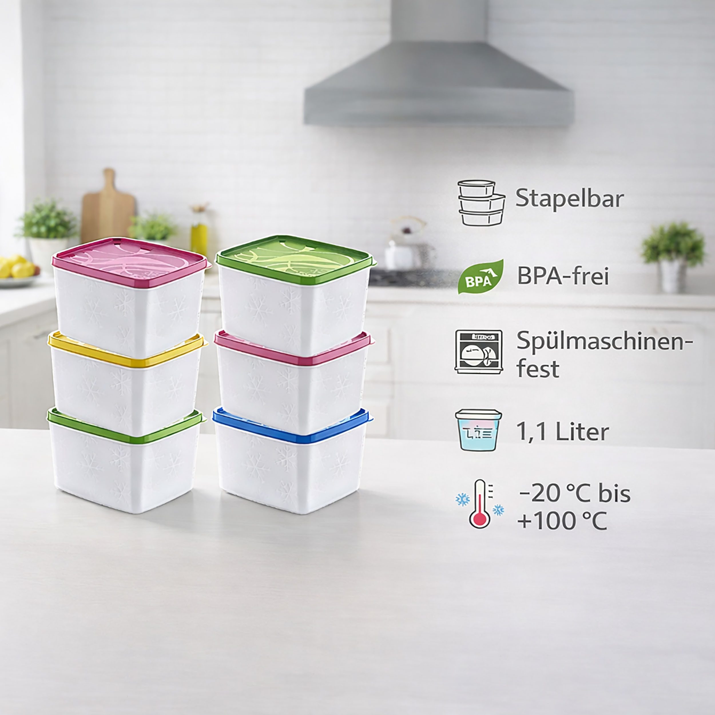 Annastore Vorratsdose Hochwertige Tiefkühldosen - Gefrierdosen - Tiefkühlboxen, von -20°C bis + 100°C - Gefrierboxen Luftdicht – Bild 2 von 5