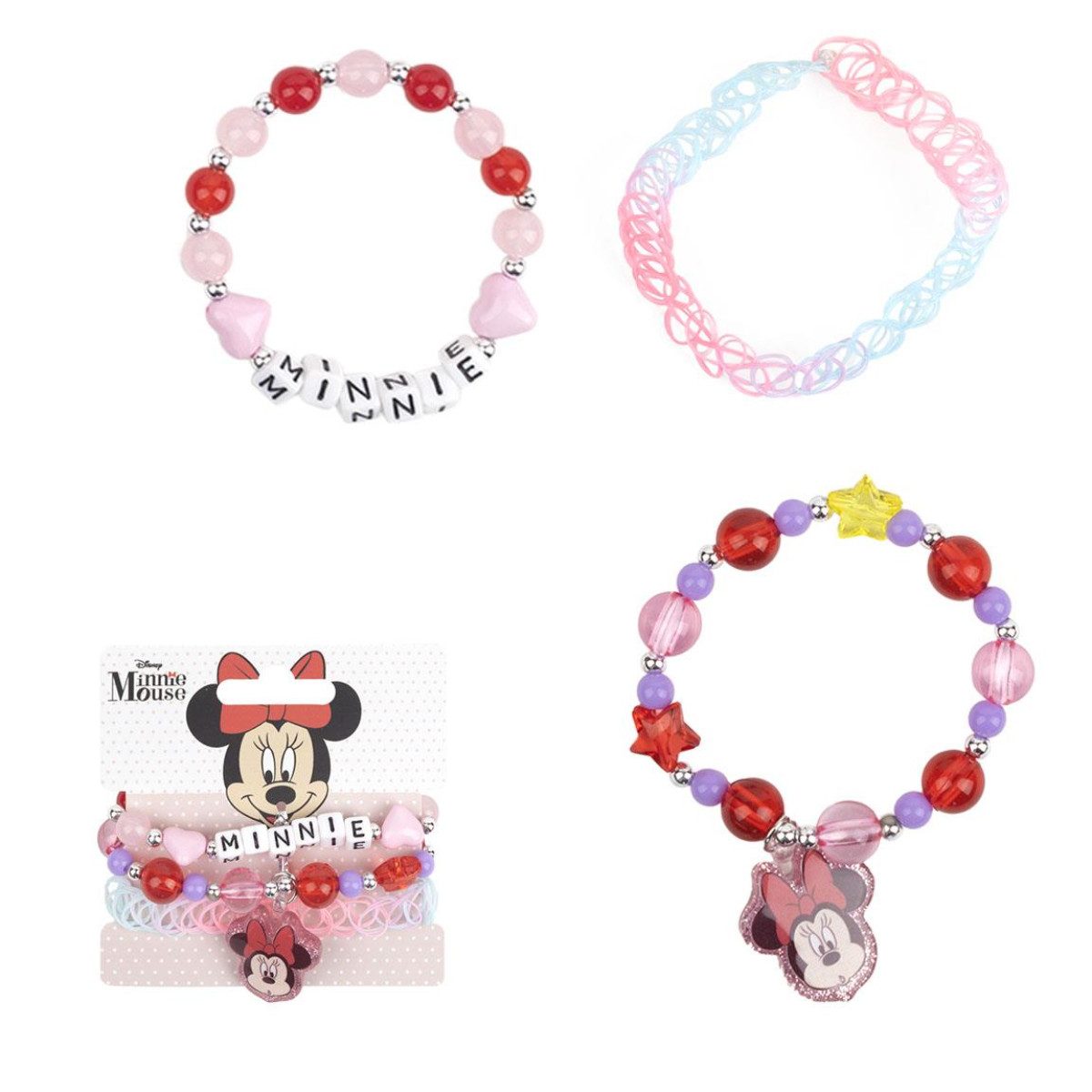 Disney Minnie Mouse Schmuckset Kinderarmband – Mädchen Armband & Kinderschmuck mit Motiv