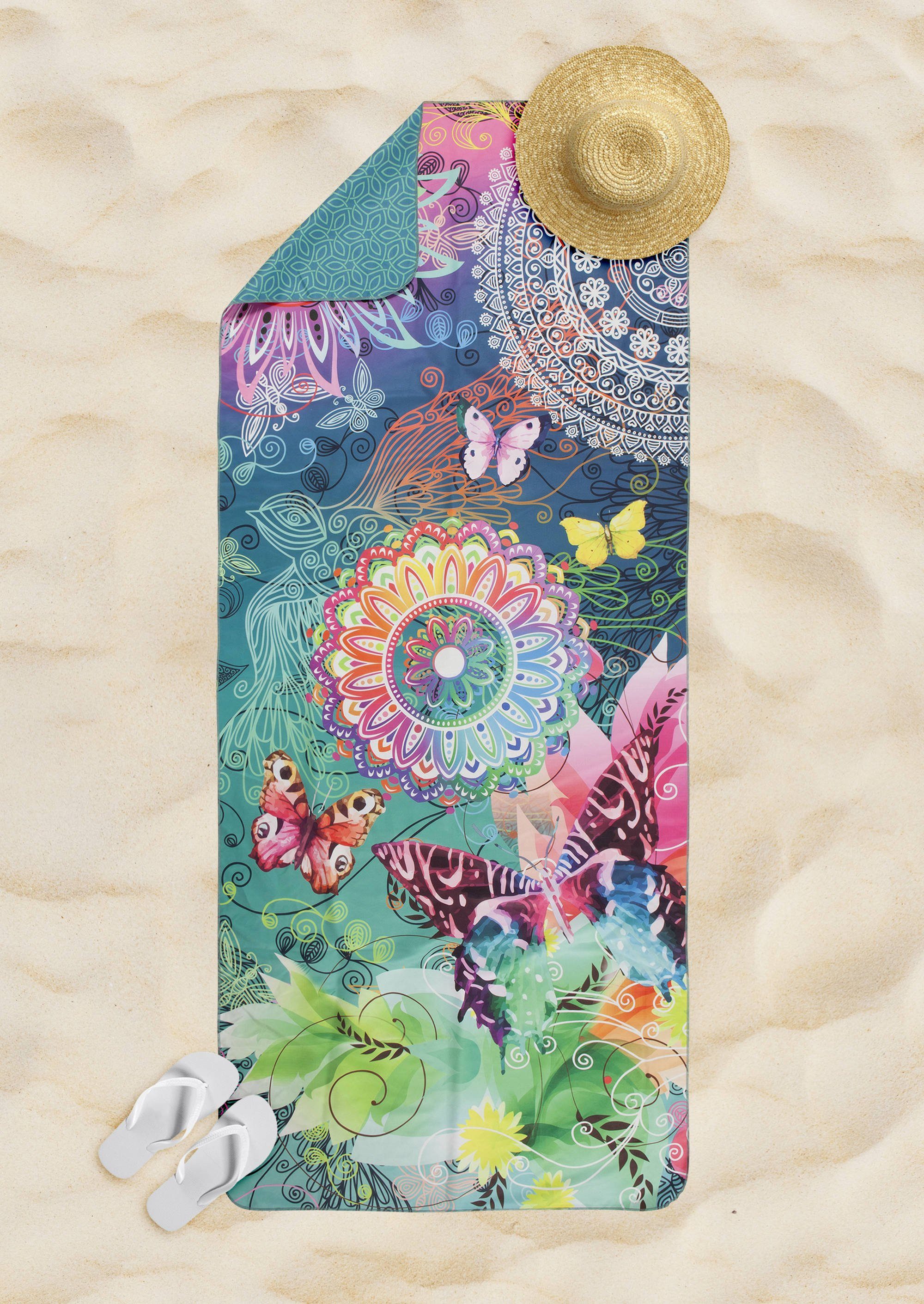 gewebt Schmetterlinge GMD & flach Mandala PARADA, Rückseite, Living Strandtuch Motiv: Vorder- auf