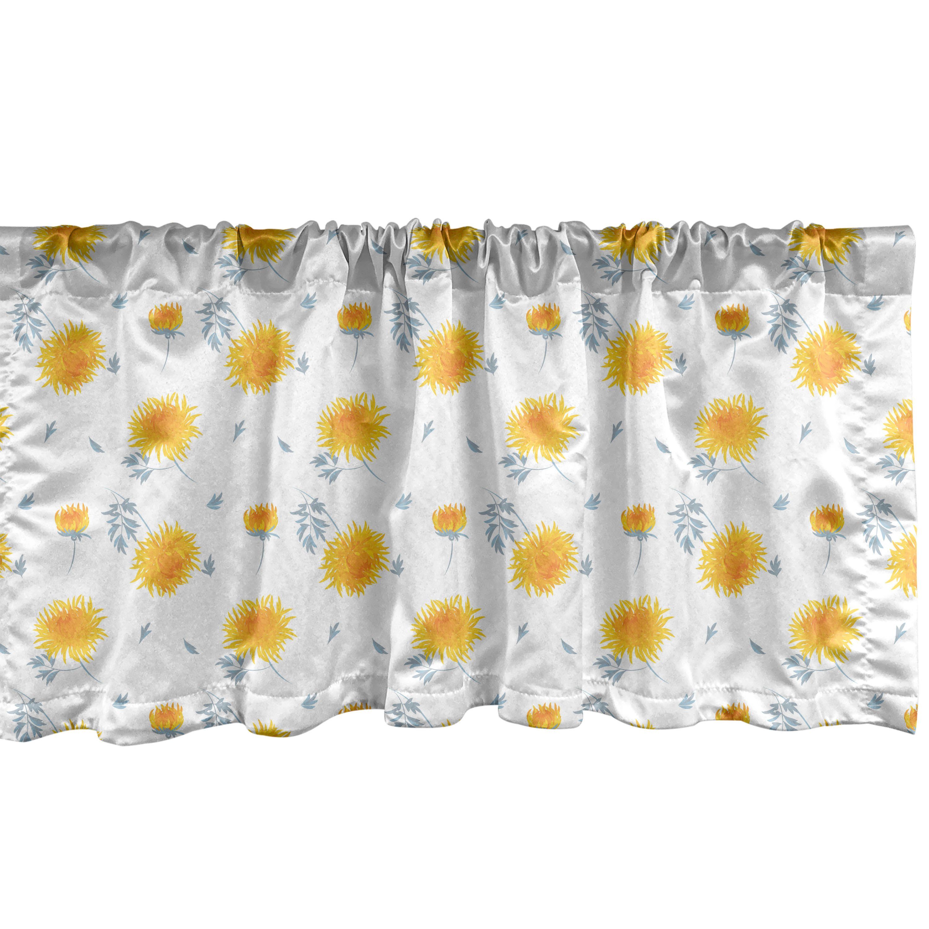 Scheibengardine Vorhang Volant für Küche Schlafzimmer Dekor mit Stangentasche, Abakuhaus, Microfaser, Gelbe Blume Herbst-Röschen