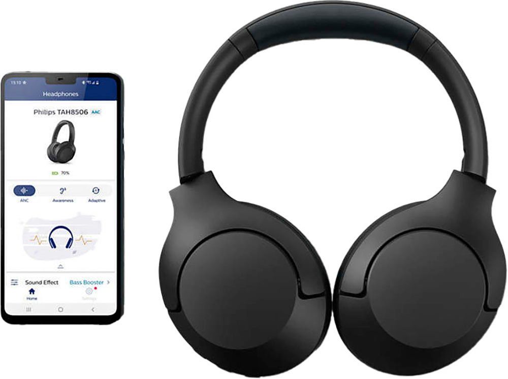 schwarz Over-Ear-Kopfhörer (ANC), Cancelling (Active Noise Bluetooth) TAH8506 Philips