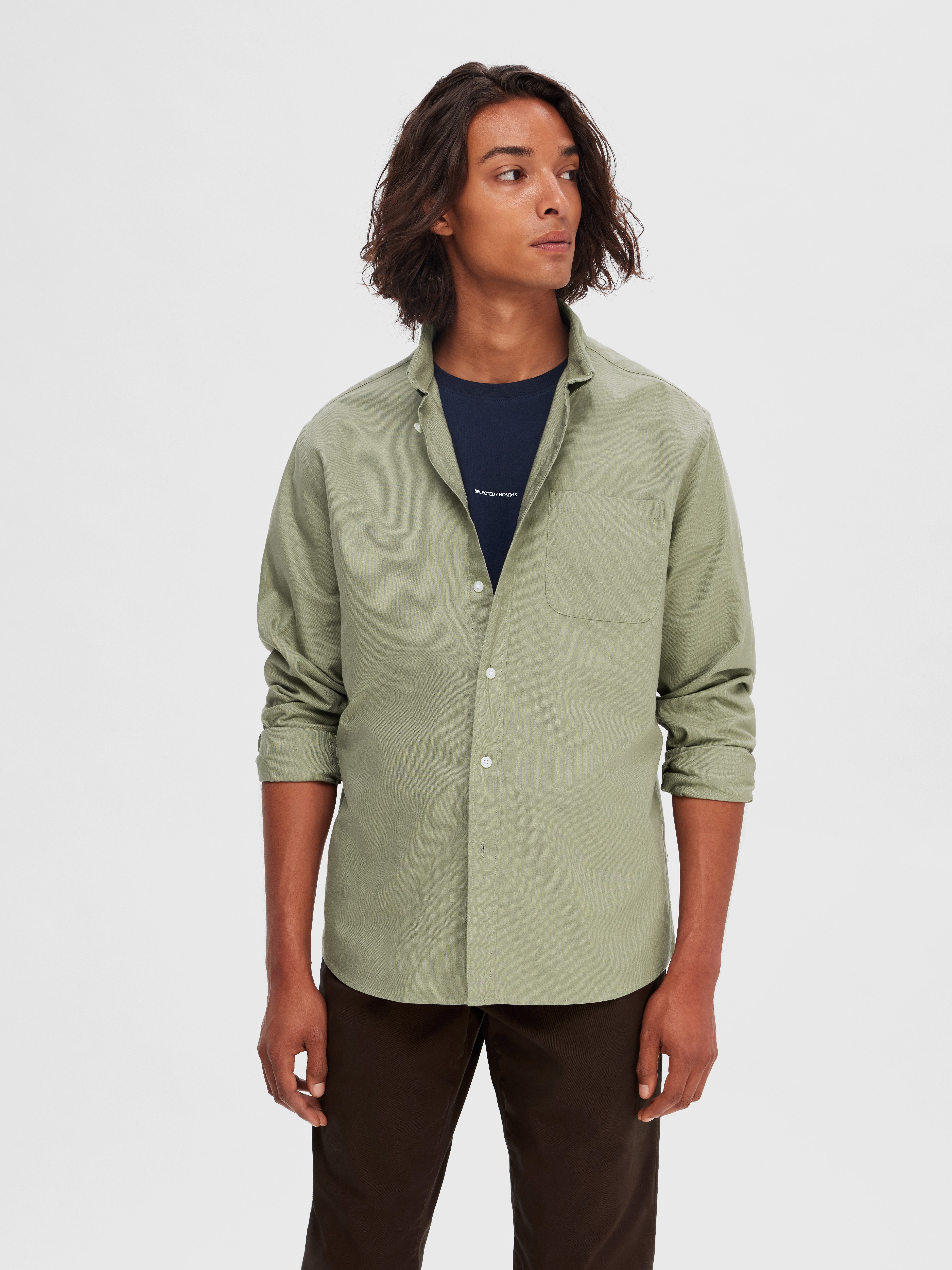 Selected Langarmhemd SLHREGRICK-OX SHIRT LS NOOS Baumwolle, regular fit