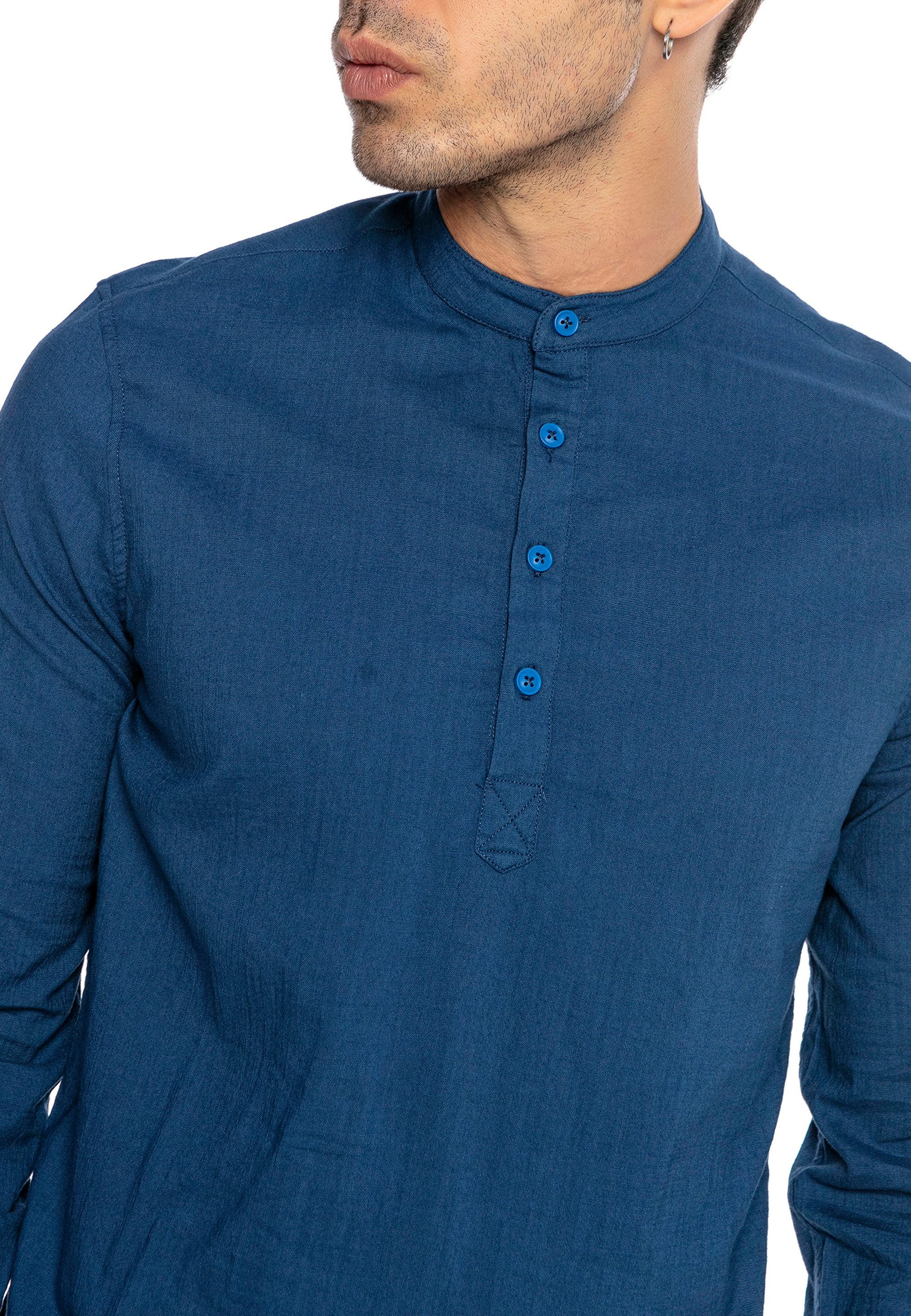 RedBridge Langarmshirt mit Stehkragen – Schlupfhemd-Stil, Minimalistisches Design