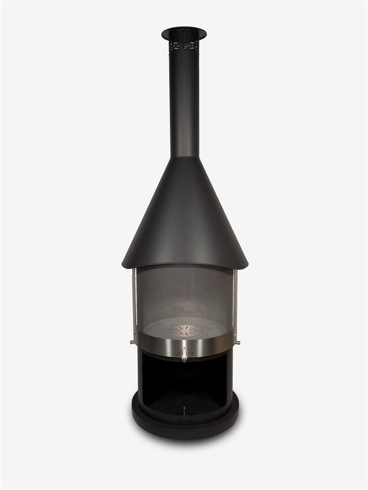 Firestar Gartenkamine Grillkamin DN 800 Swing 3. Generation NEU Edelstahl schwarz Grillkamin Kamin