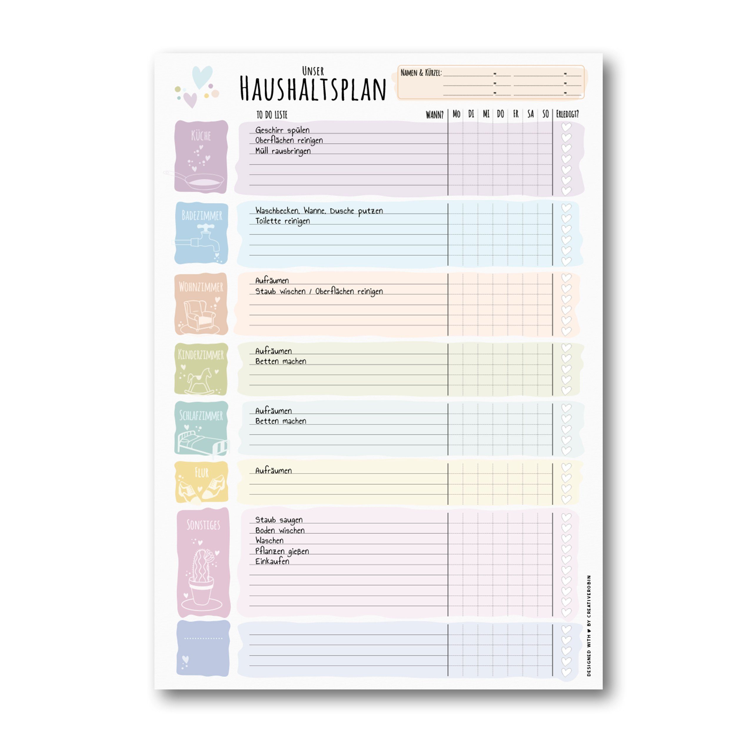 CreativeRobin Notizblock Haushaltsplaner und Putzplaner für Familien I A4 mit 50 Blatt