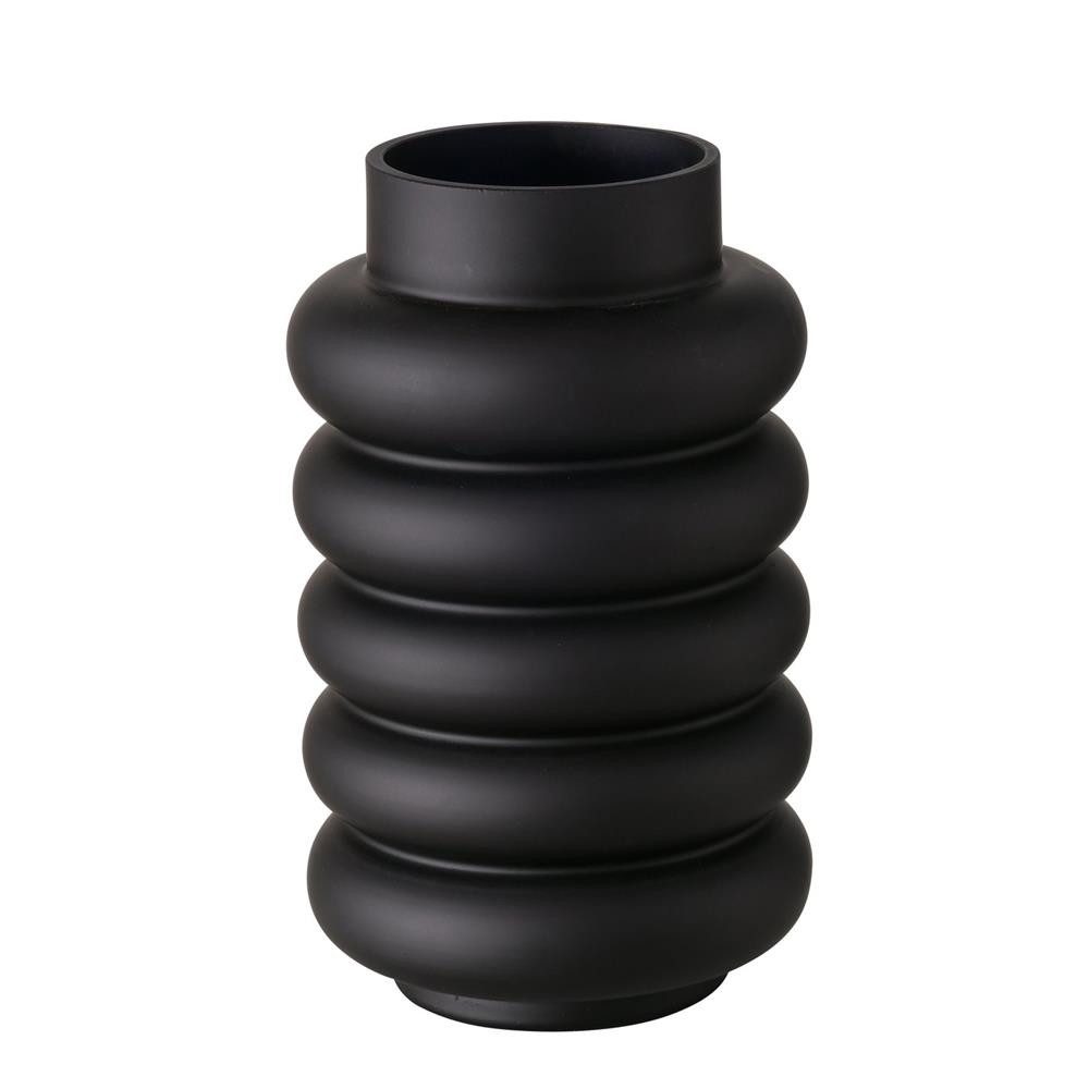BOLTZE Tischvase Ribbo Glas schwarz matt 25 cm rund, moderne Blumenvase