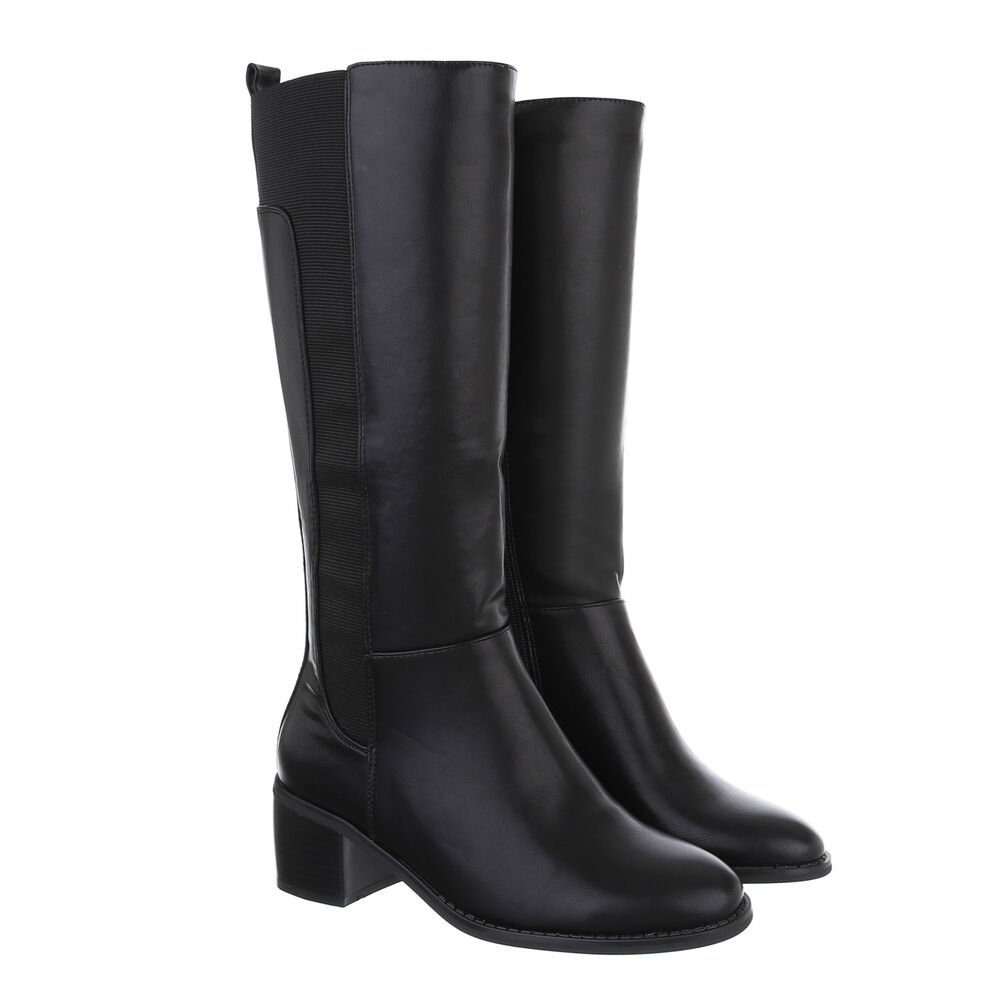 Ital-Design Damen Elegant Stiefel (85081043) Blockabsatz Klassische Stiefel in Schwarz