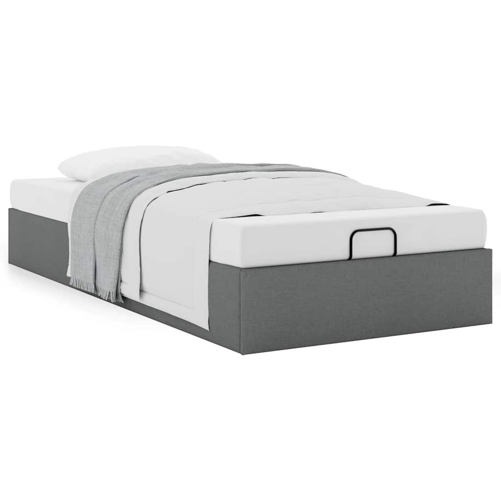 Bettgestell 90 x 200 cm Ottoman-Bett ohne Matratze Dunkelgrau 90x200 cm Stoff