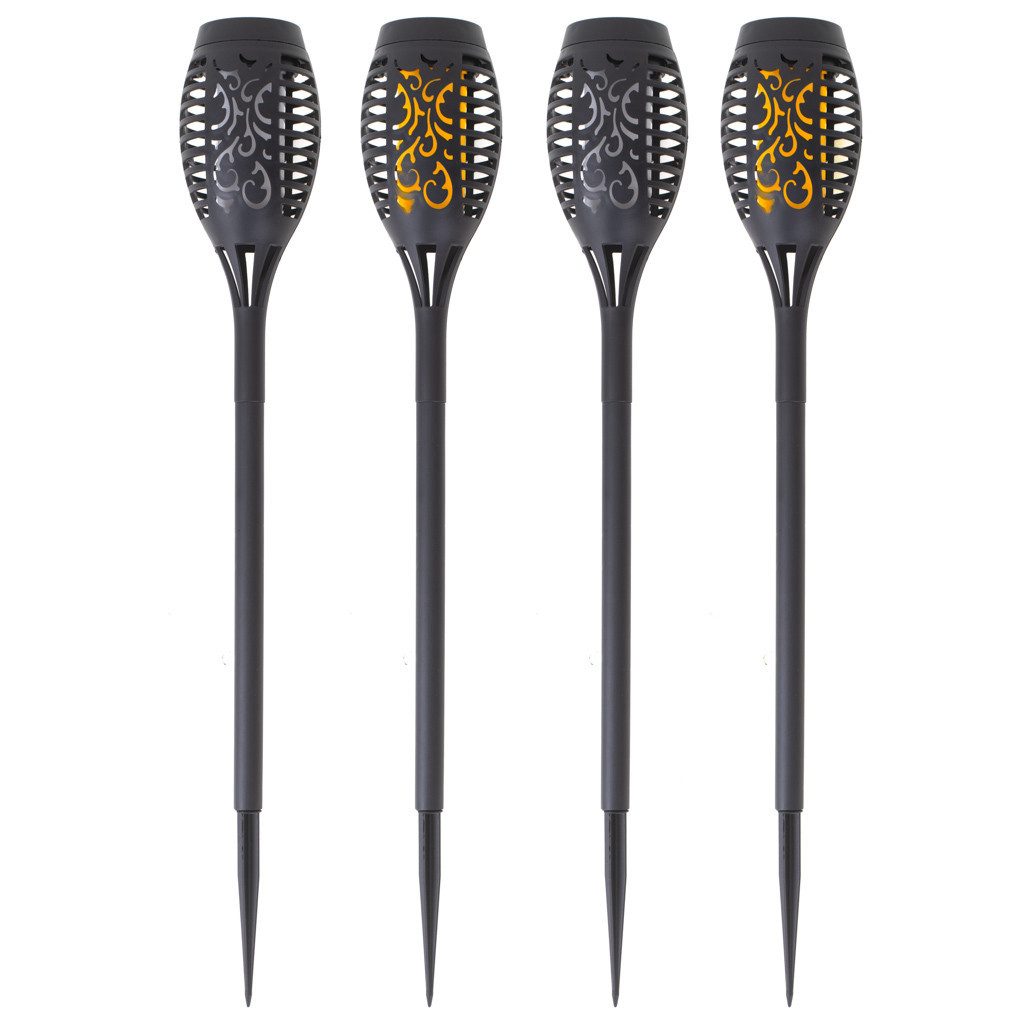 Ikonka LED Solarleuchte Solar Flammenlicht Gartenleuchte LED 4er Set Außen, LED fest integriert, Warmweiß, Solar Gartenfackeln mit Flammeneffekt und automatisch – Bild 2 von 5
