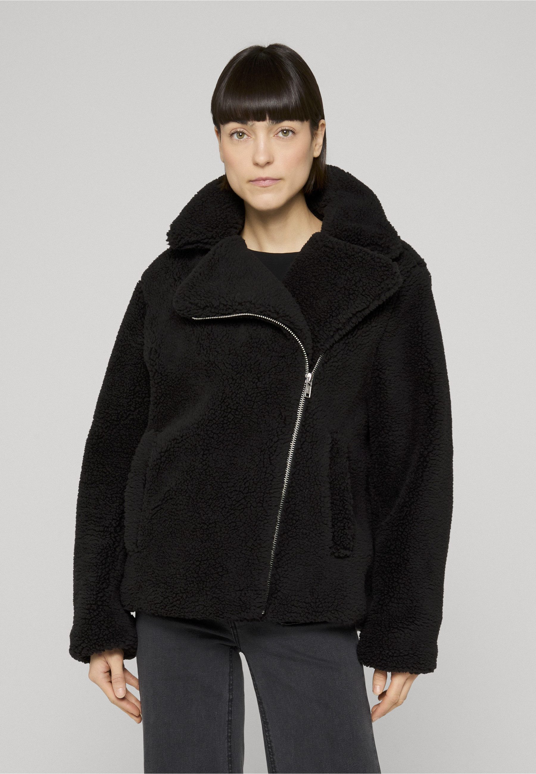 URBAN CLASSICS Winterjacke Urban Classics Damen Ladies Sherpa Biker Jacket (1-St)