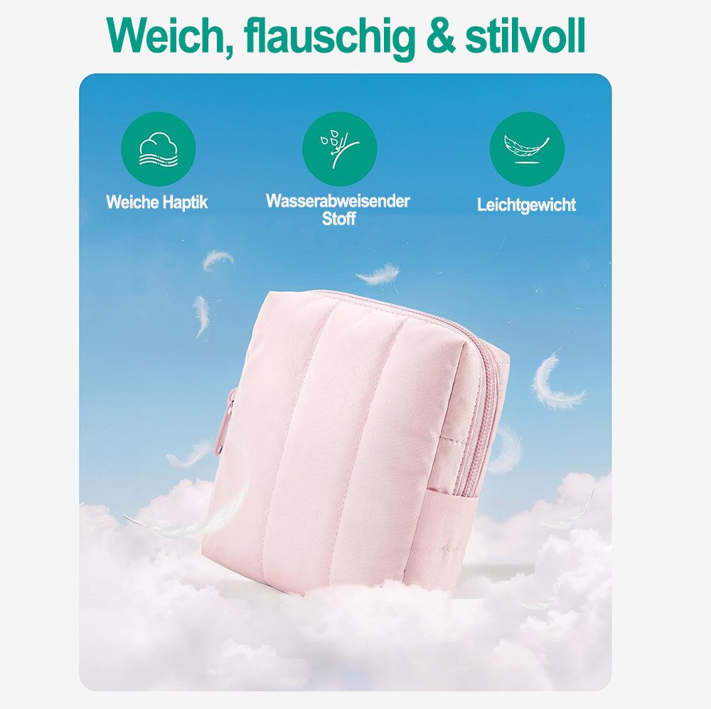 Oemmn Kosmetiktasche Mini Kosmetiktasche,flauschiger tragbarer Kulturbeutel,11.4x5.5x11.6cm, wasserfester Reise-Organizer für Damen,Make-up-Tasche