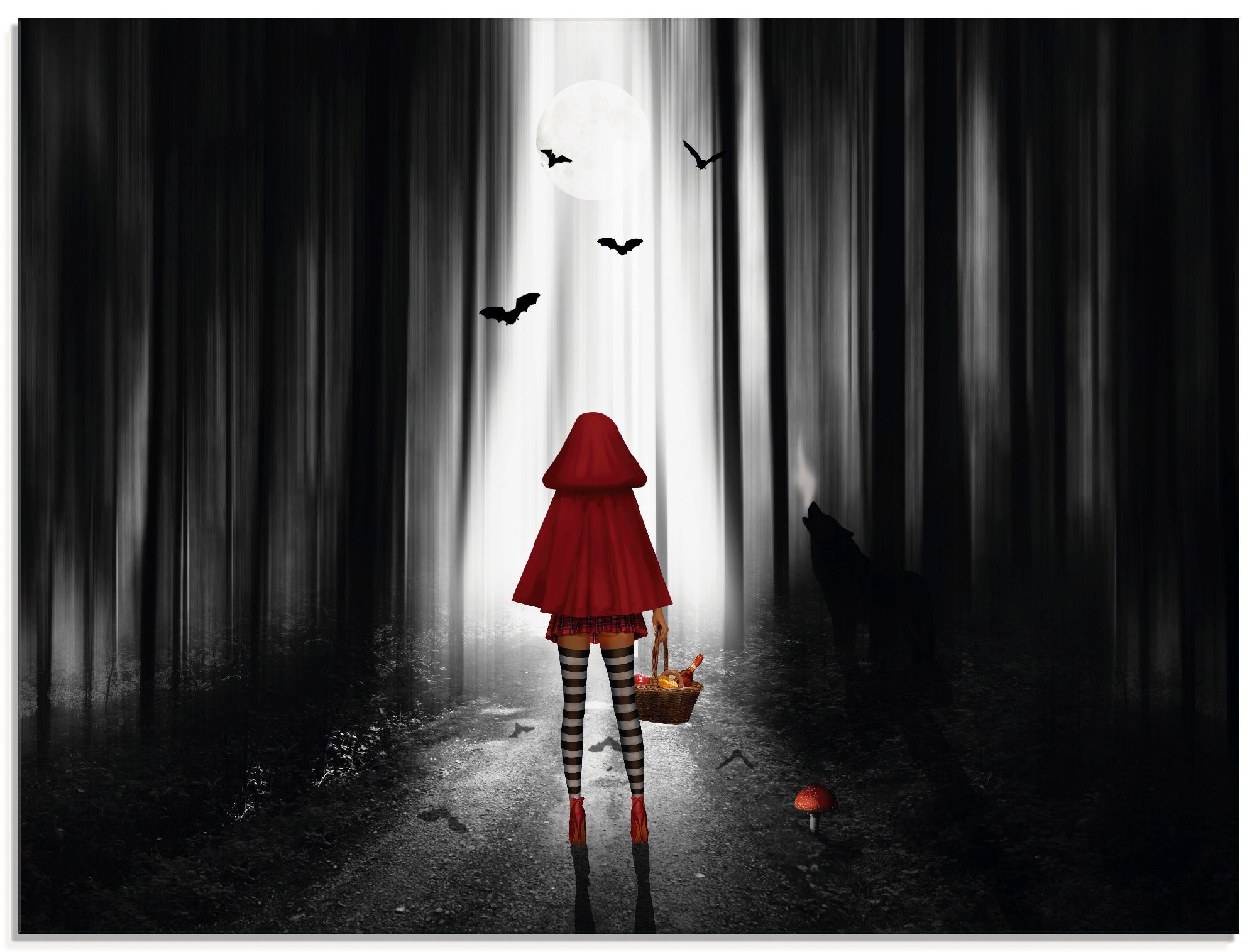 Artland Glasbild Das Rotkäppchen auf High Heels, Dark Fantasy (1 St), in verschiedenen Größen