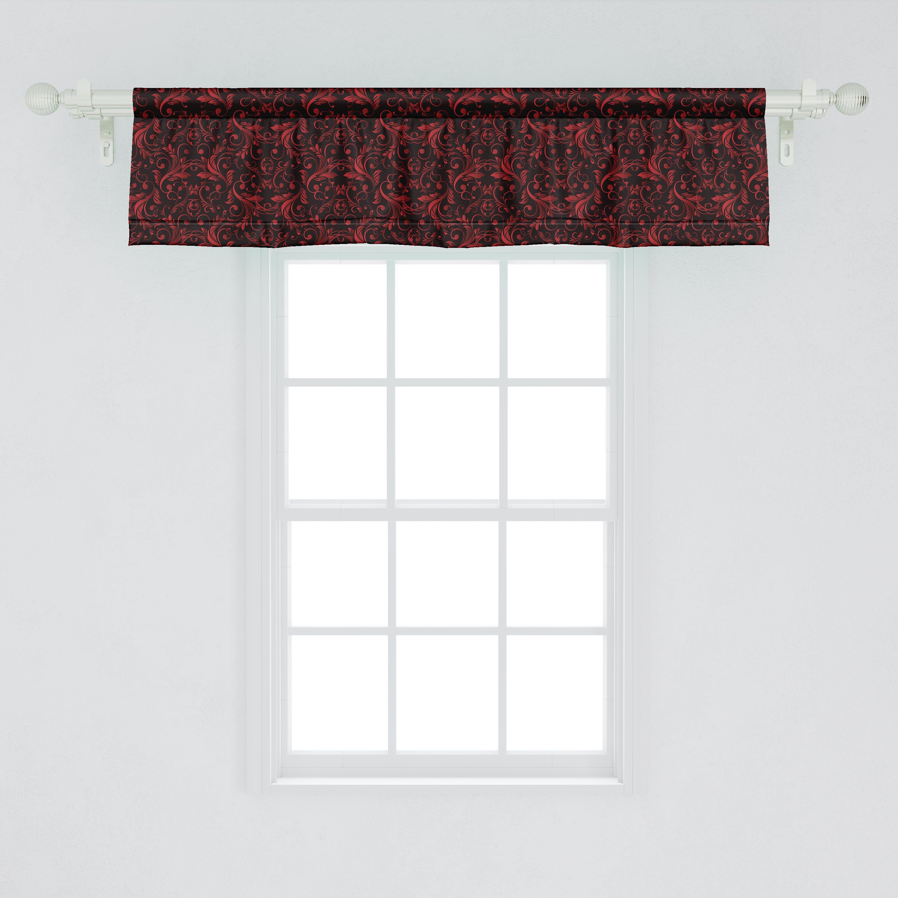 Scheibengardine Abakuhaus, Blumen Ethnic Volant viktorianisch Schlafzimmer für Dekor Strudel Vorhang Stangentasche, Küche Microfaser, mit