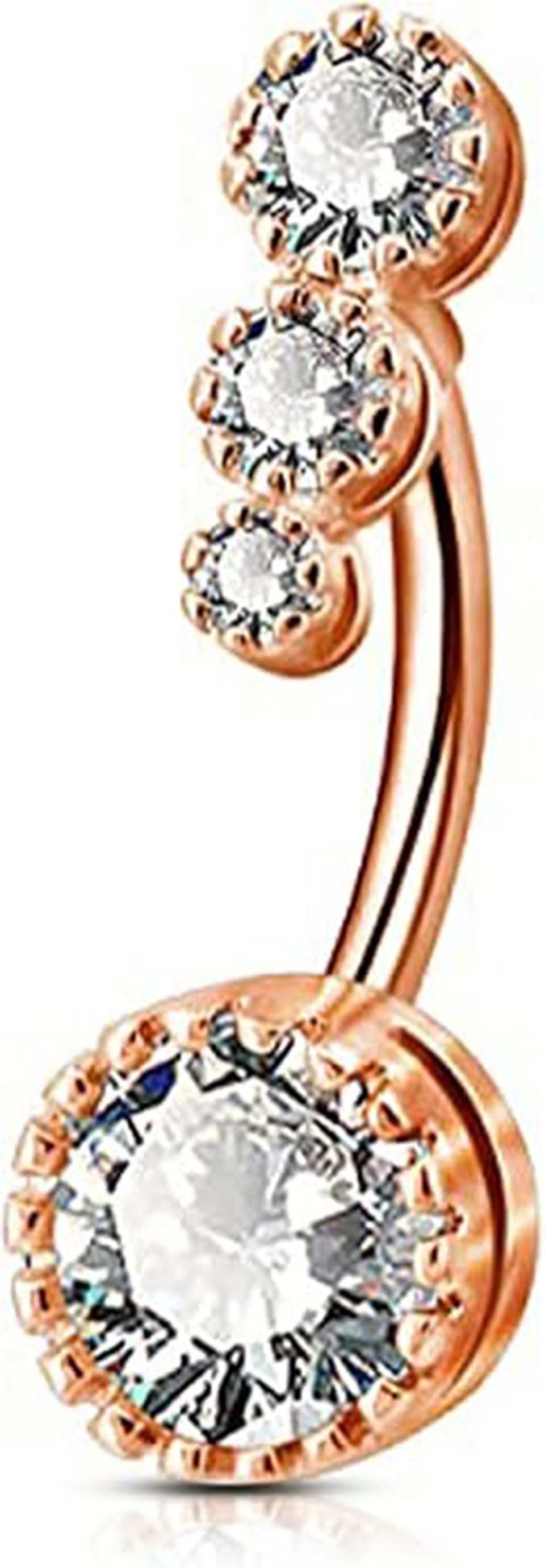 Jumpeak Bauchnabelpiercing Damen-Bauchnabelring, 585 Gold,Diamond,Bauchnabelpiercing Gold, 0.8ct,D VS1,Labordiamant,Geschenk Ideen für Frau,Geschenk Schwester