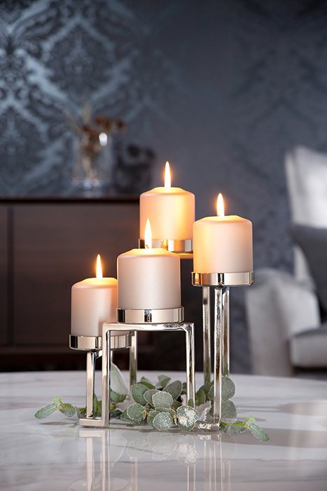 Fink Kerzenhalter GRANT, Weihnachtsdeko (1 St), aus Edelstahl und Glas,  4-flammig, Adventsleuchter, Moderner Kerzenhalter