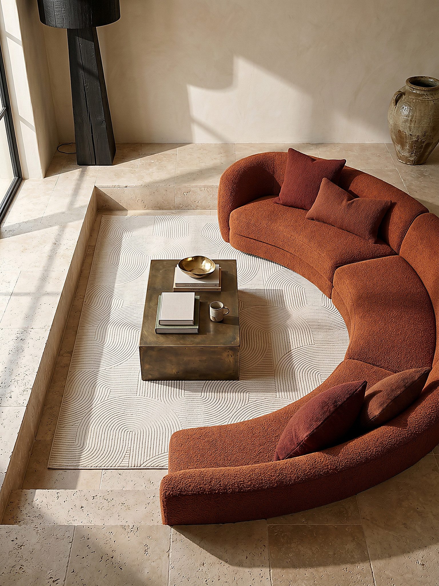 KADIMA DESIGN Teppich DALAR Kurzflorteppich Creme 200x200 Geometrisch Polypropylen, Quadrat, Höhe: 9 mm, Saugroboter-geeignet, Strapazierfähig, Pflegeleicht, Farbecht