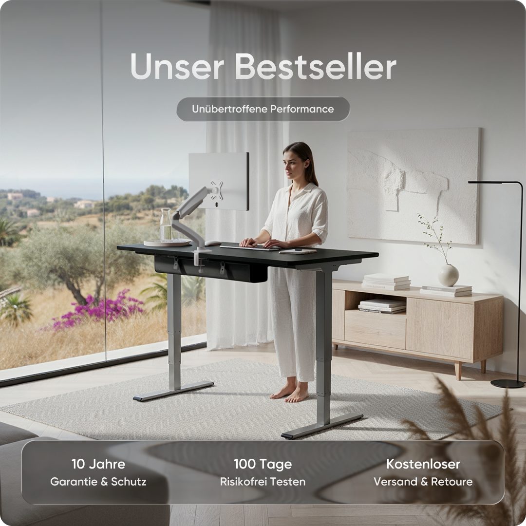 DESKSPACE Tischgestell DESKSPACE PRO Plus Tischgestell – elektrisch, höhenverstellbar, Memory (Tischgestell (ohne Tischplatte), Elektrisch höhenverstellbar, Memoryfunktion, leiser Motor, USB