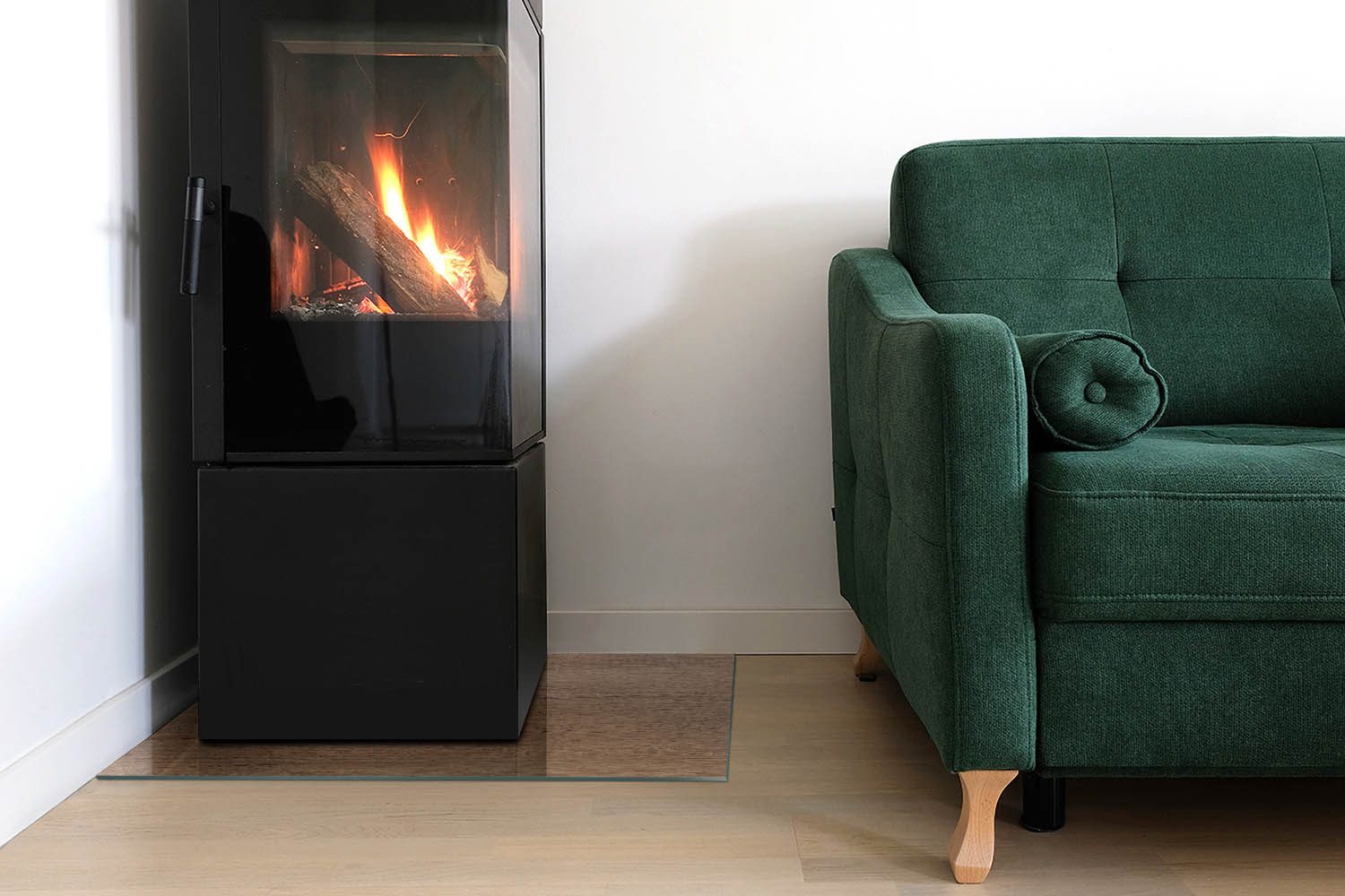 Tulup Bodenschutzplatte Braun Natürliches Holzmuster, Gehärtetem Glas Kamin günstig online kaufen