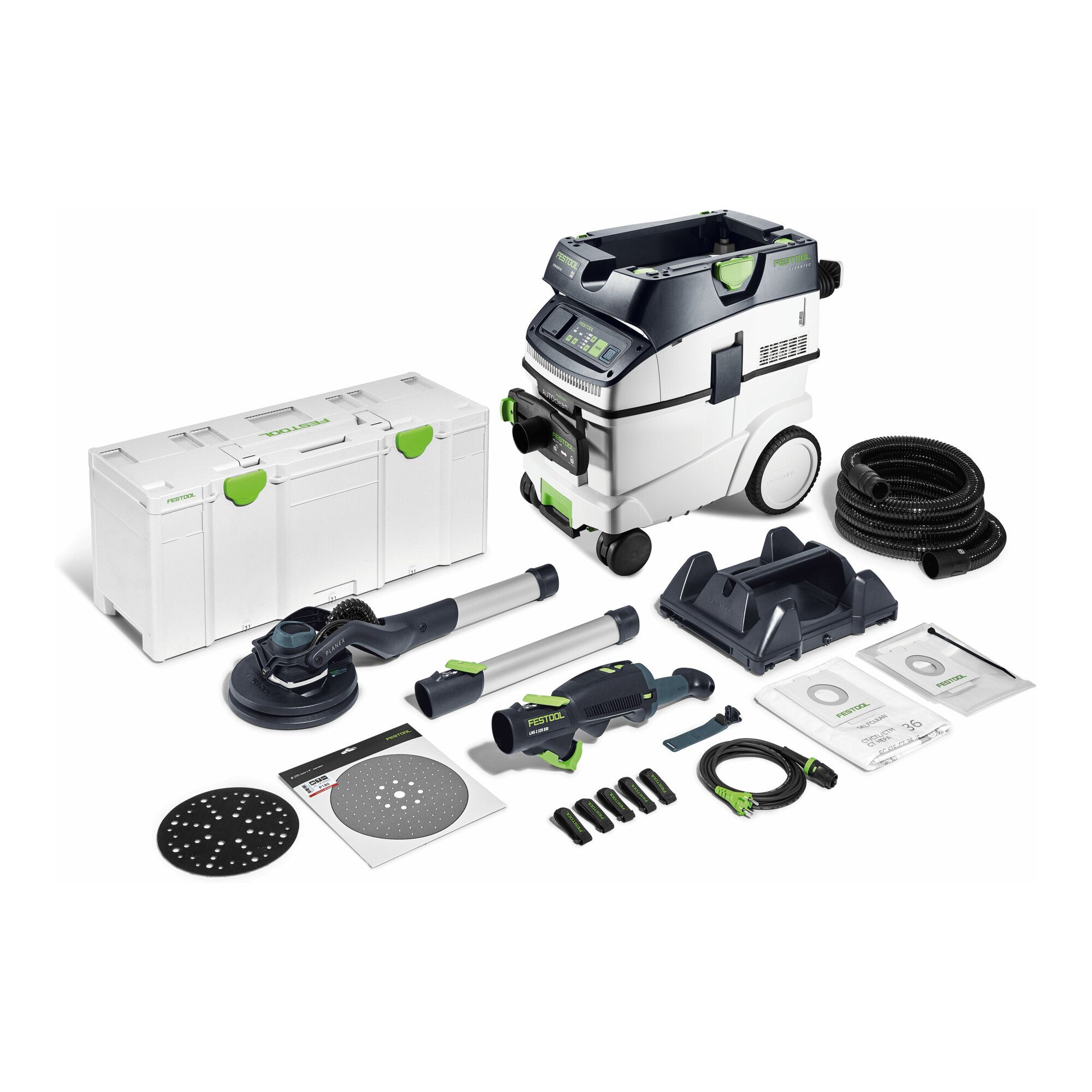 FESTOOL Trockenbauschleifer Festool Langhalsschleifer- und Sauger-Set PLANEX LHS 2 225 EQI/CTM 36-