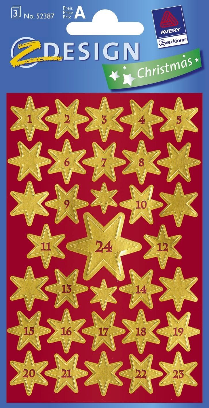 Avery Zweckform Ярлики AVERY Zweckform ZDesign Adventskalender-Sticker "Sterne"