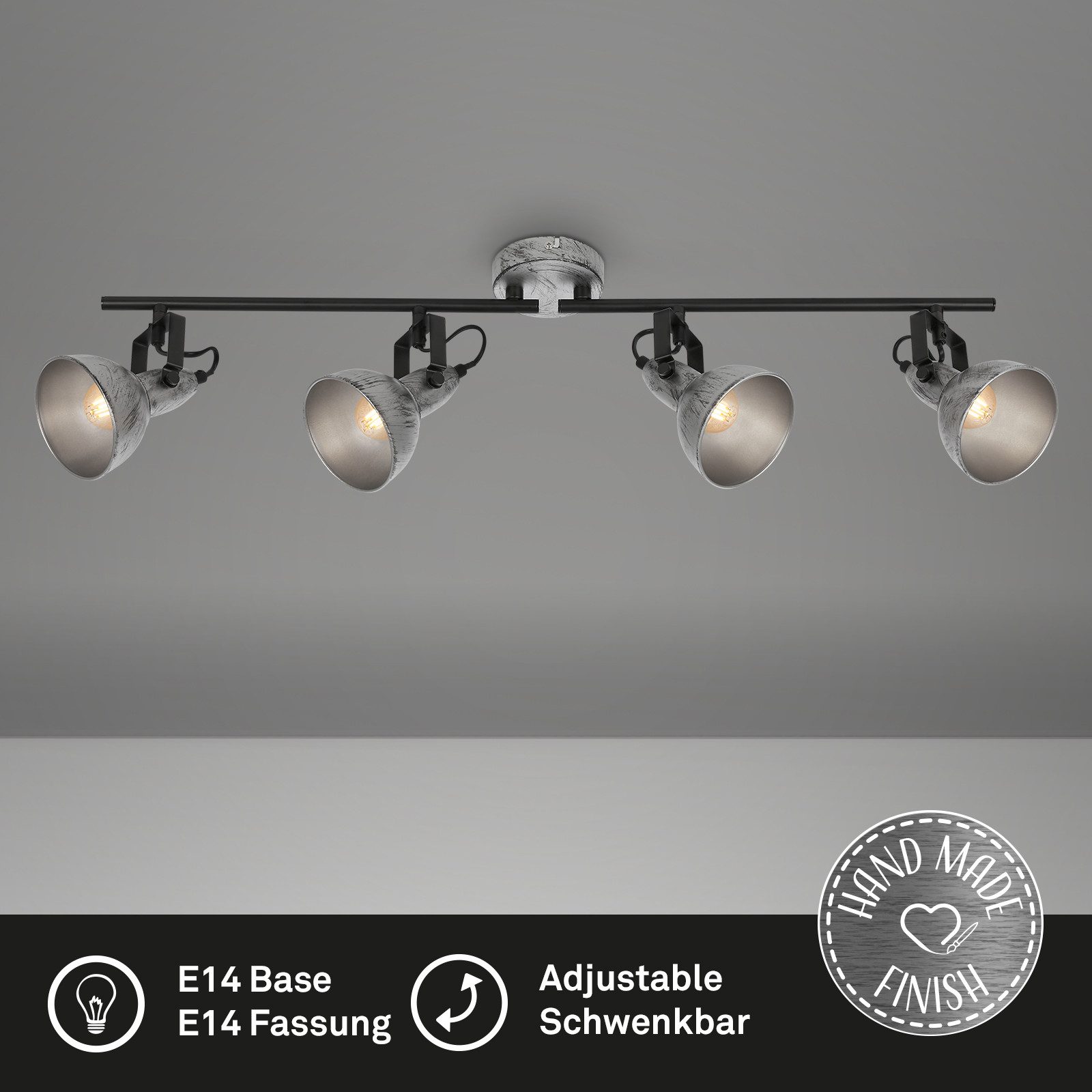 Briloner Leuchten Deckenleuchte Deckenlampe Wandlampe Innen Wohnzimmer E14, ohne Leuchtmittel, Abhängig vom Leuchtmittel - Warmweiß / Neutralweiß / Kaltweiß, Wandlampe, 15,6x10cm, Schwarz-Gold, max.40W, E14, Innen, Wohnzimmer